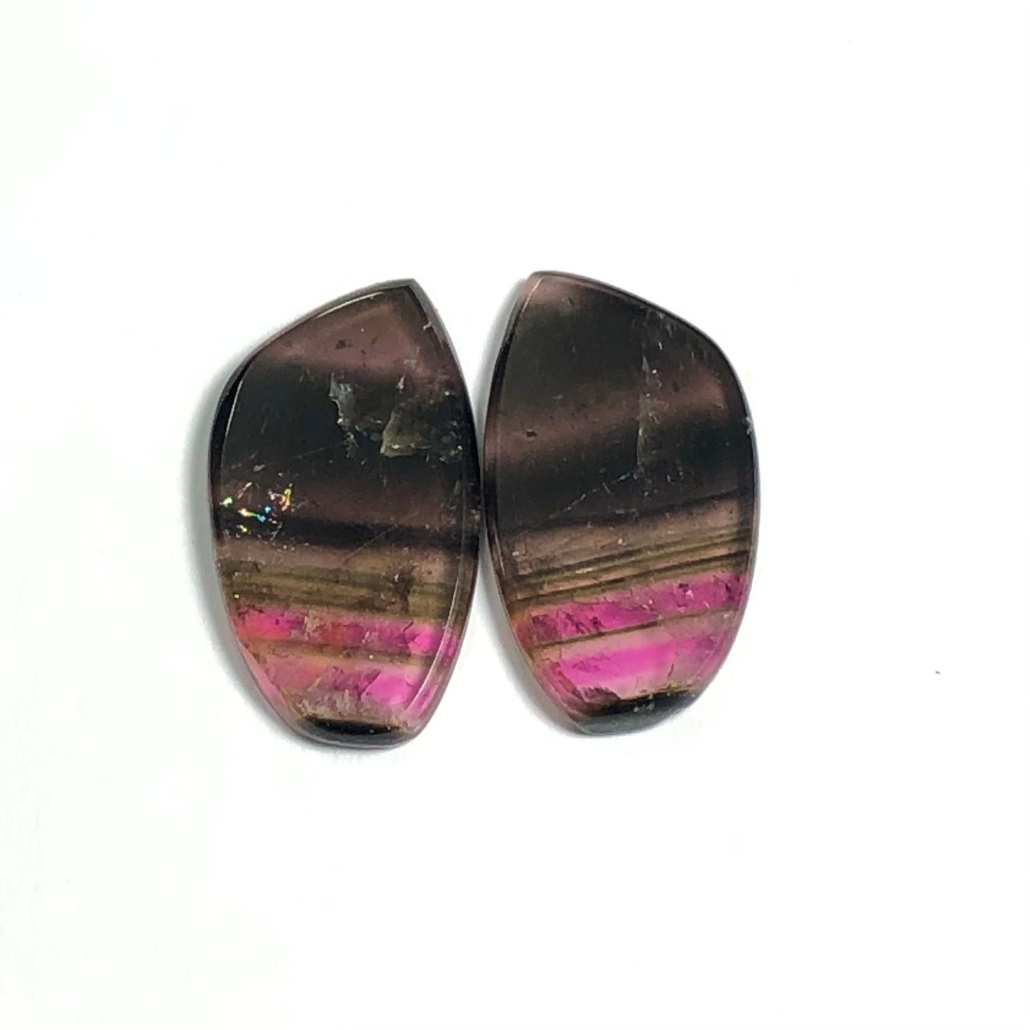 Rainbow tourmaline pair 14.60 carat flat back