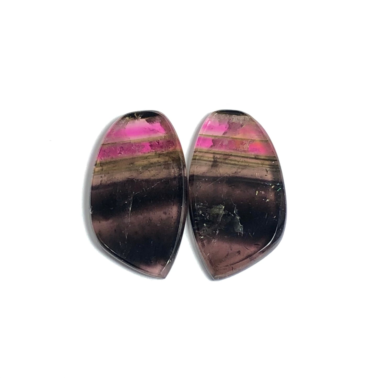 Rainbow tourmaline pair 14.60 carat flat back