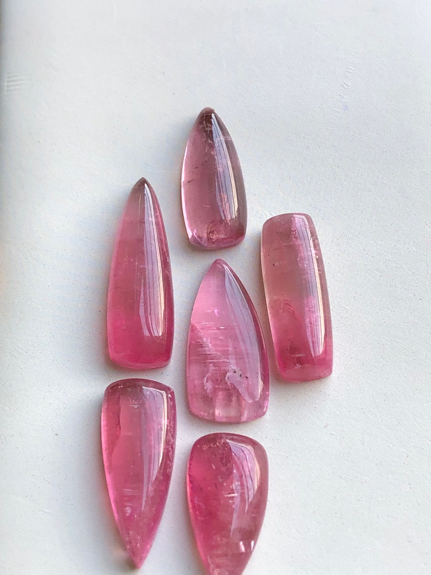 Pink tourmaline cabochons 35.90carats flat back