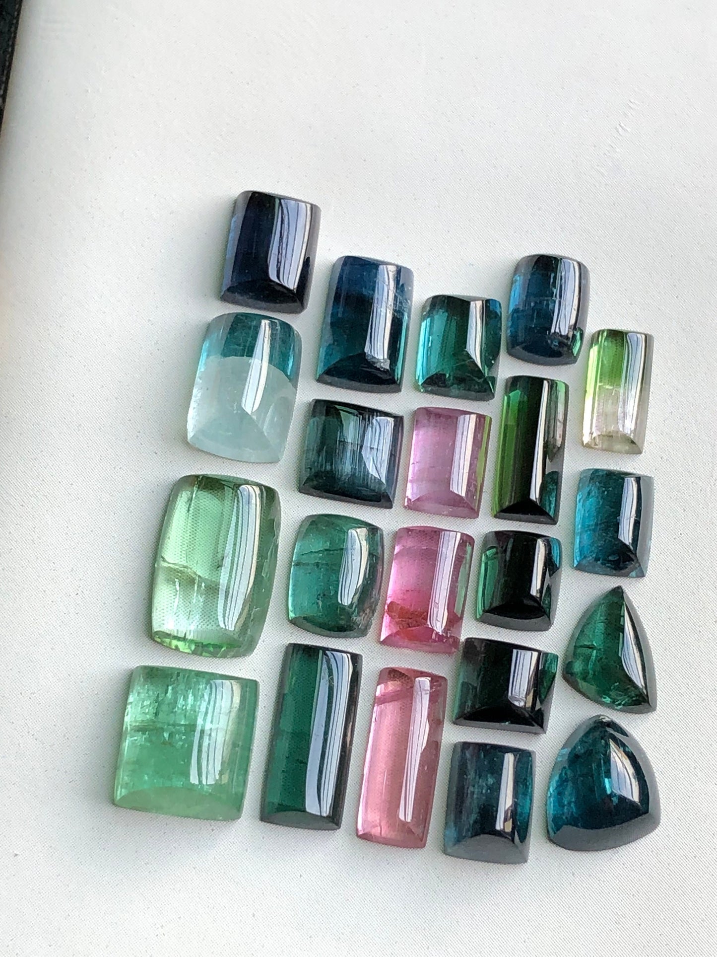 Multi colour tourmaline cabochons lot 34.60 carats