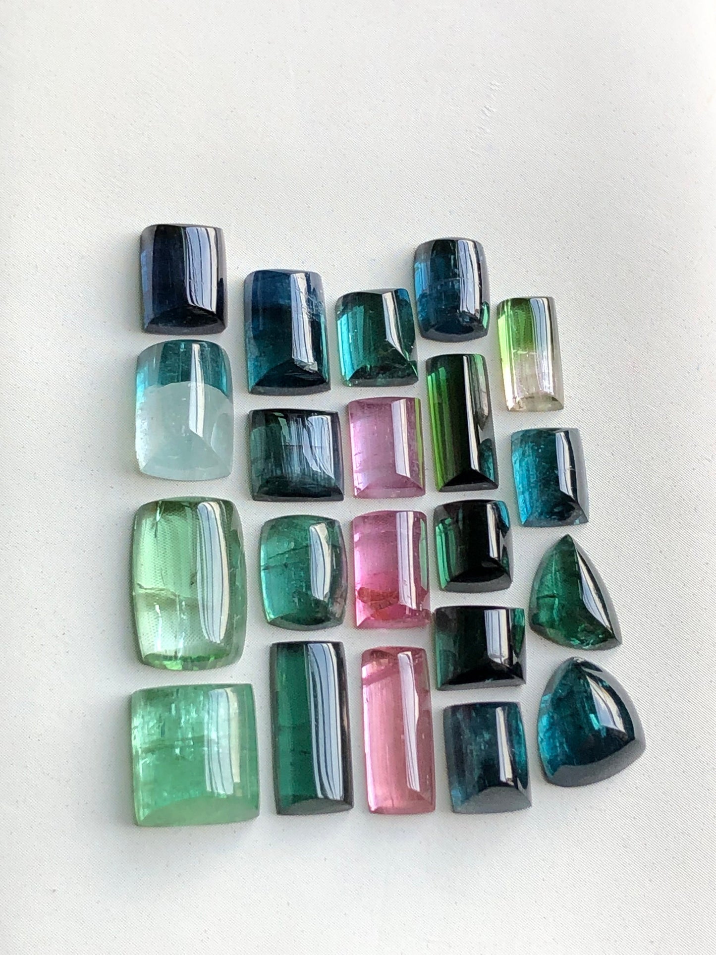 Multi colour tourmaline cabochons lot 34.60 carats