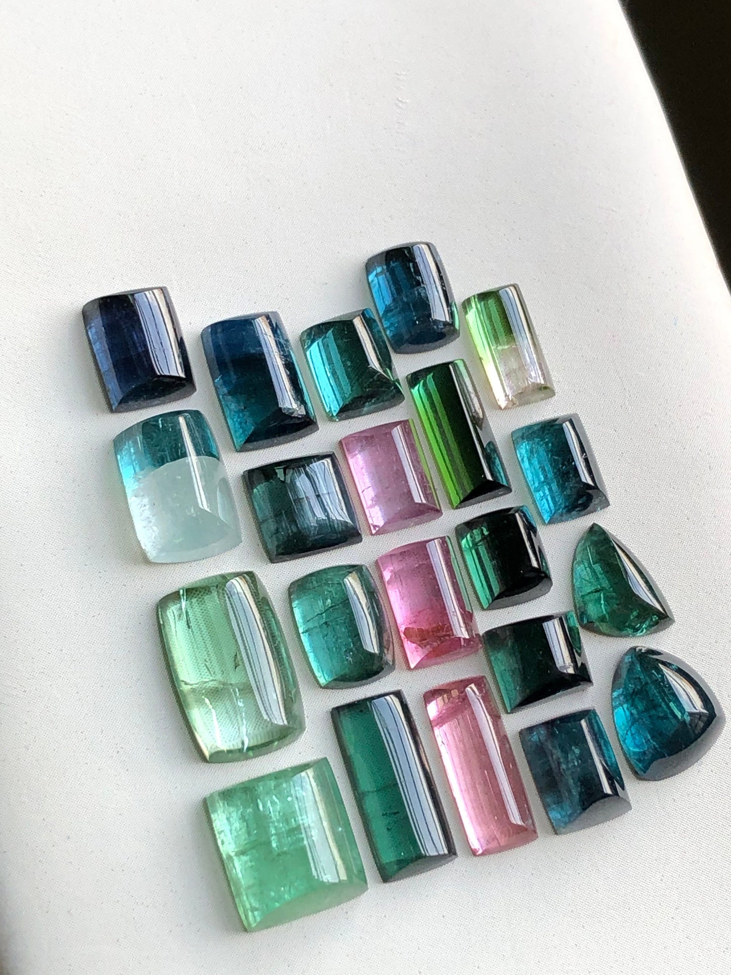 Multi colour tourmaline cabochons lot 34.60 carats