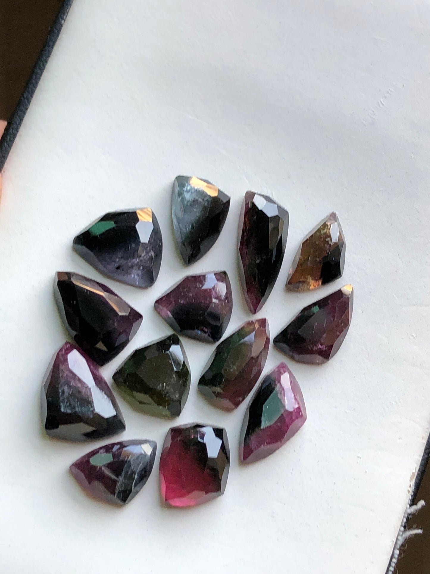 38.55 carats bi colour tourmaline rosecuts flat back natural origin Afghanistan