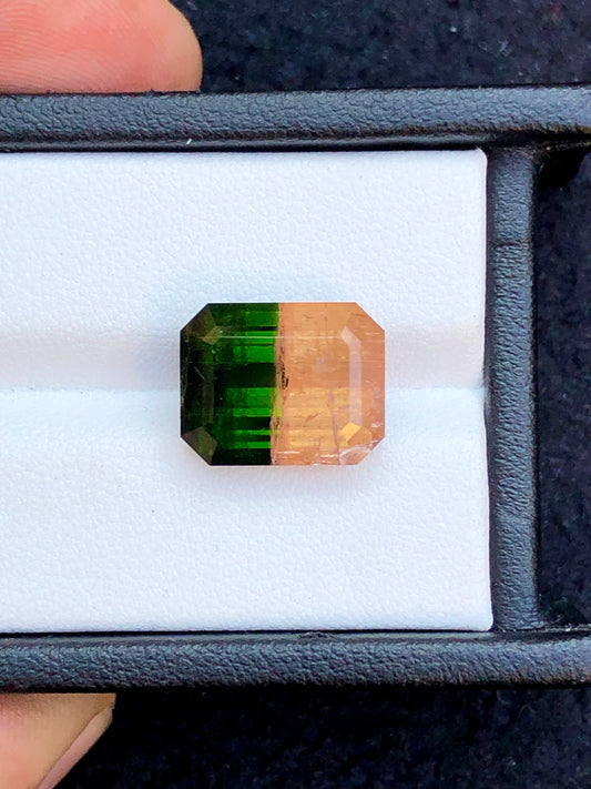 Unique bi colour tourmaline 9.80 carat