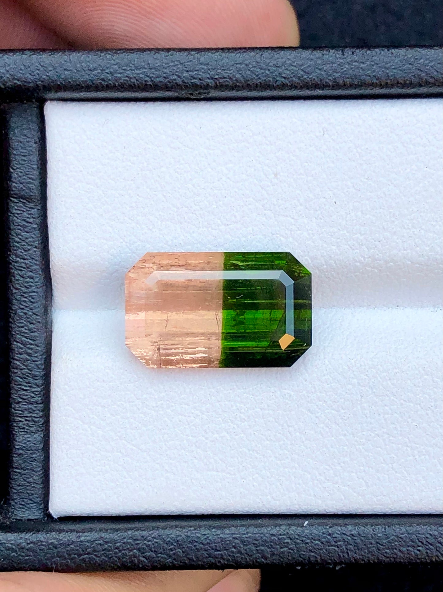 Unique bi colour tourmaline 6.90 carat