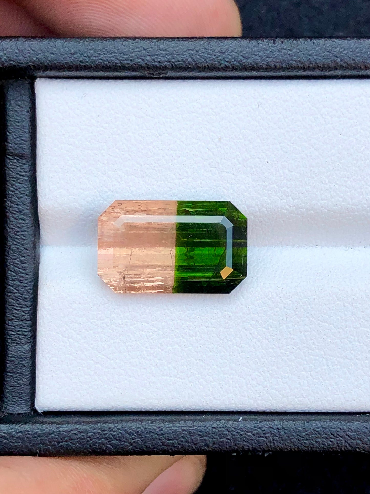 Unique bi colour tourmaline 6.90 carat