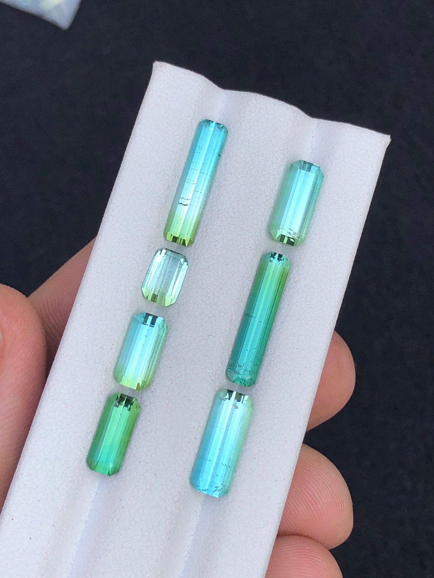 Rare blue green tourmaline lot 11.50 carats