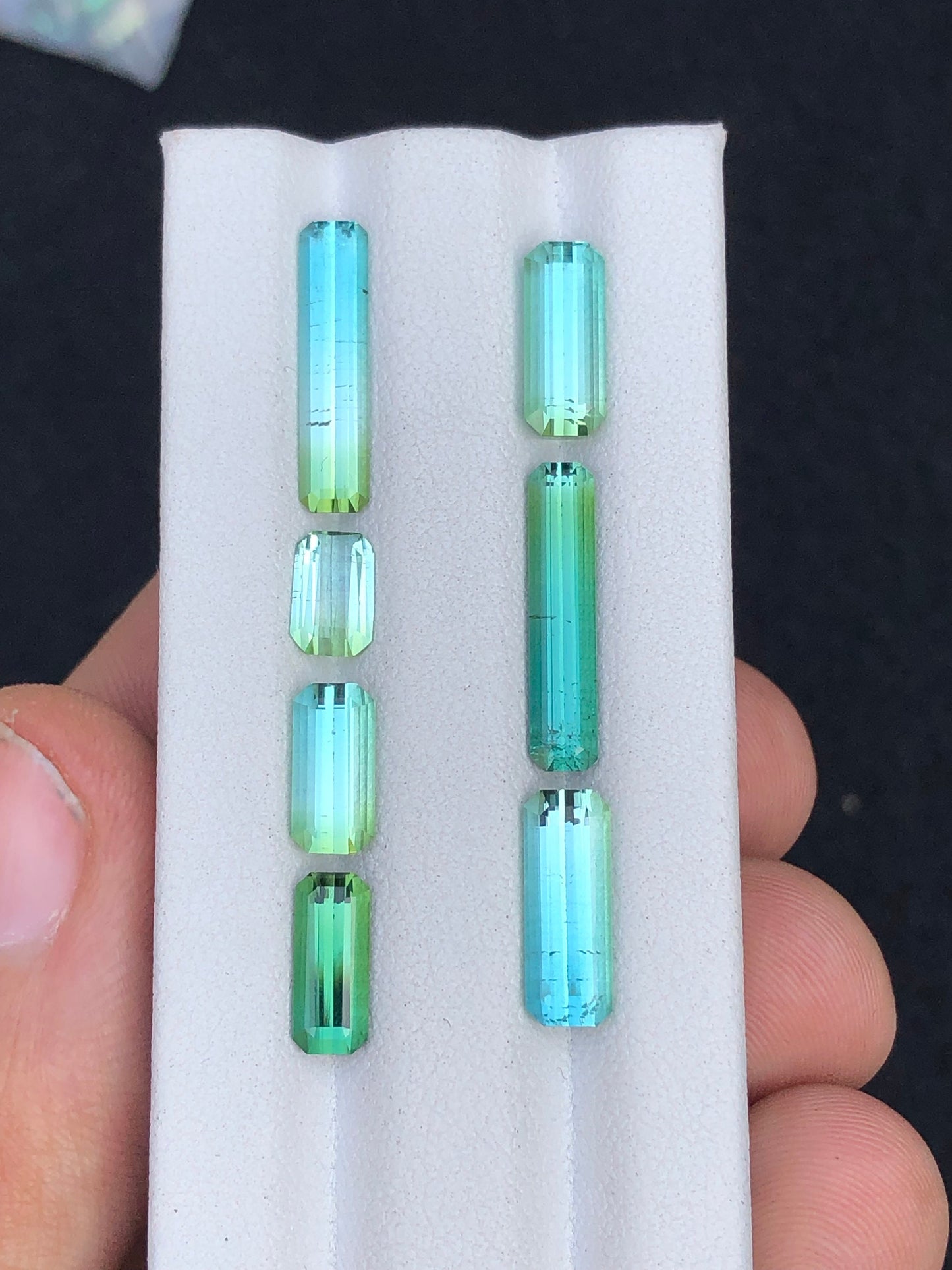 Rare blue green tourmaline lot 11.50 carats