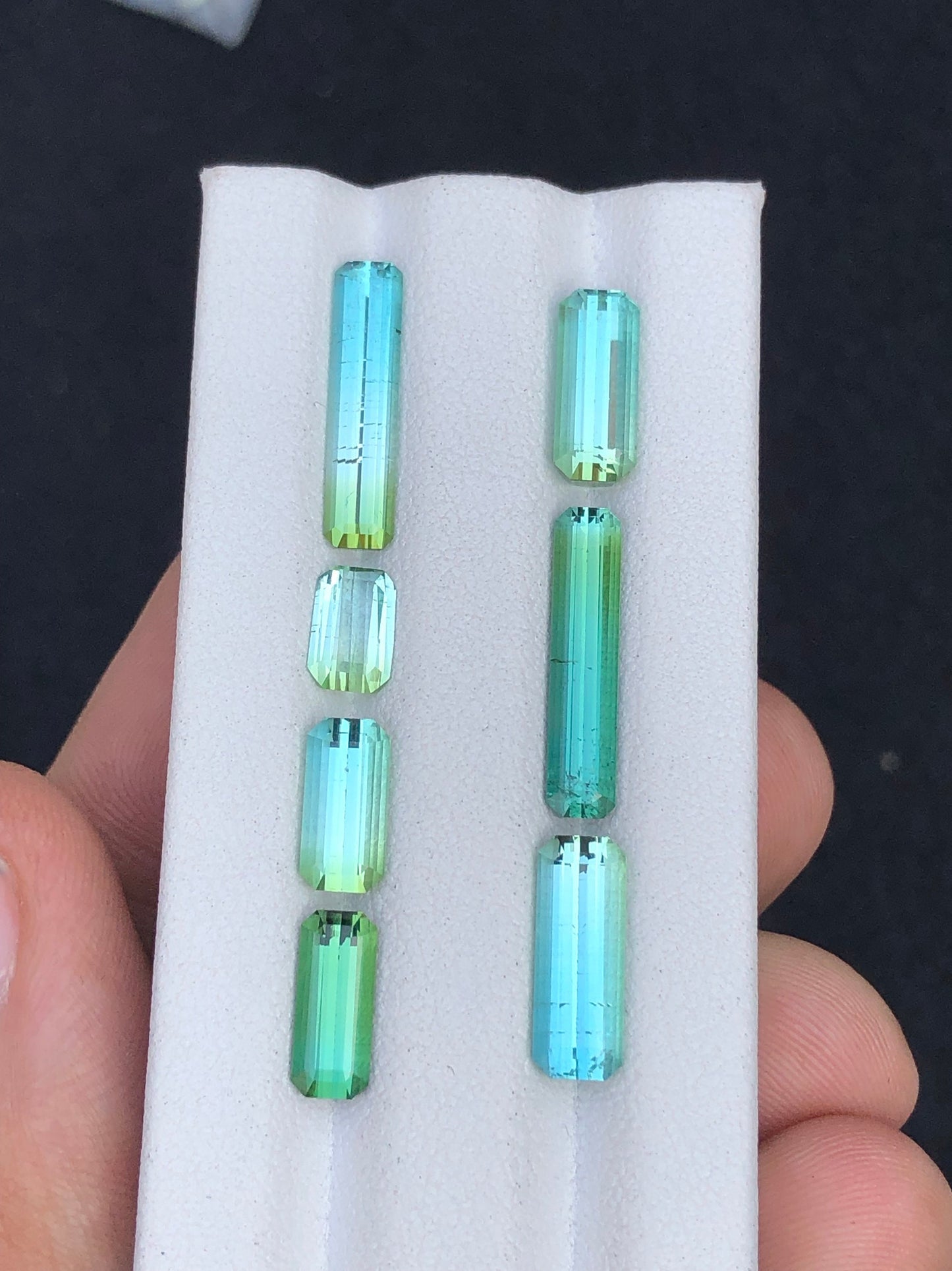 Rare blue green tourmaline lot 11.50 carats