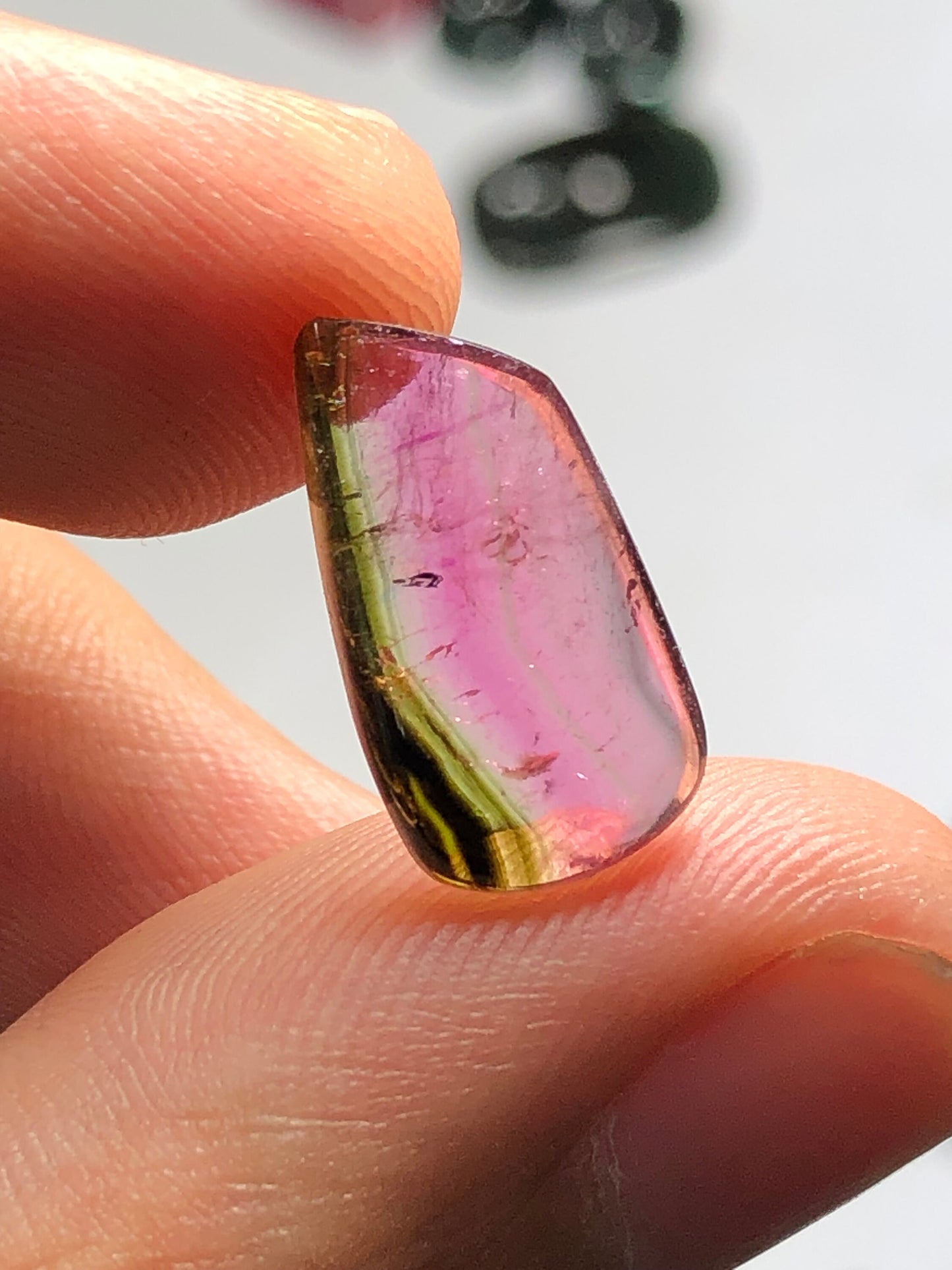 Bi colour tourmaline cabochon 4.3 carat