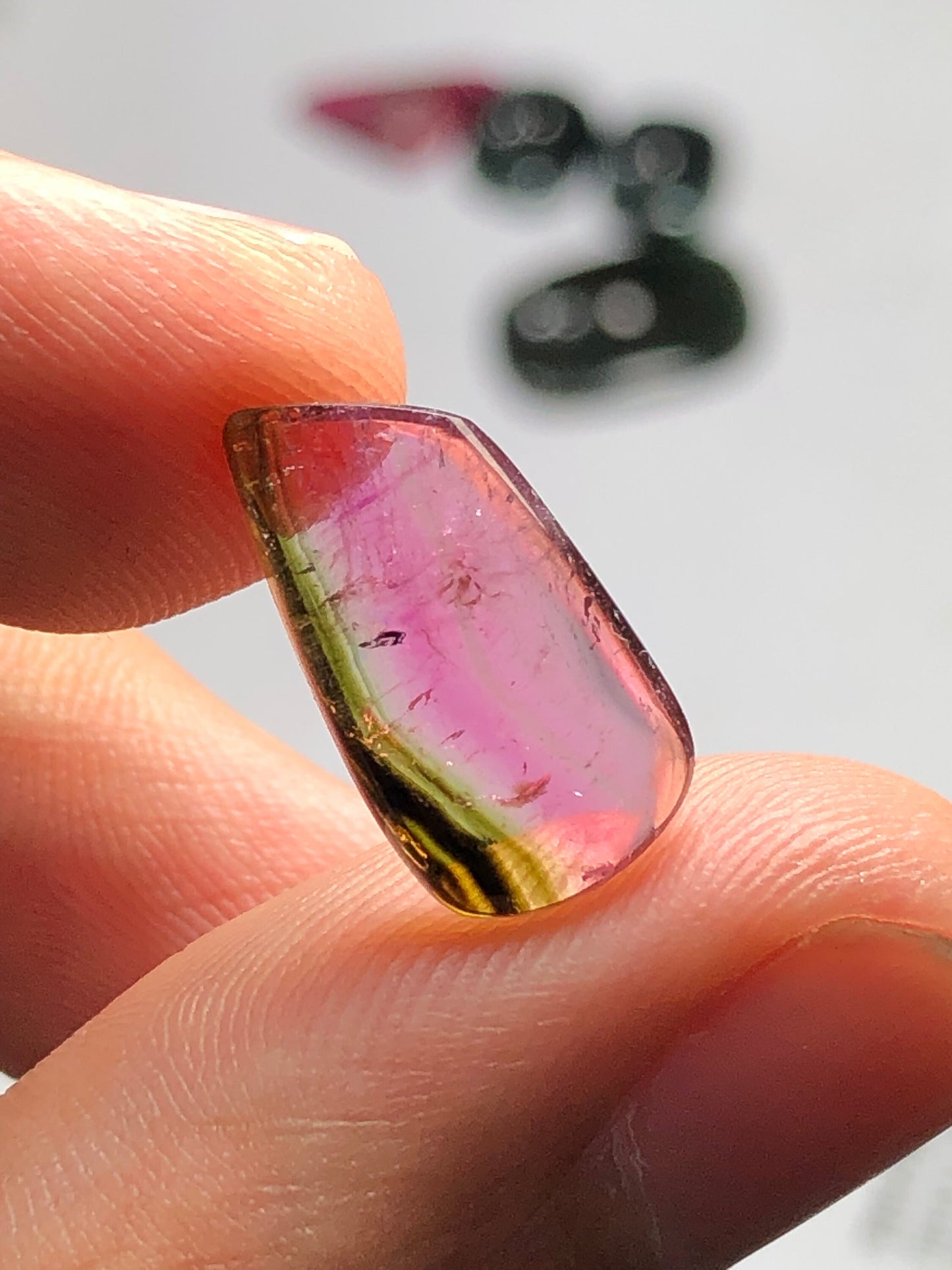 Bi colour tourmaline cabochon 4.3 carat