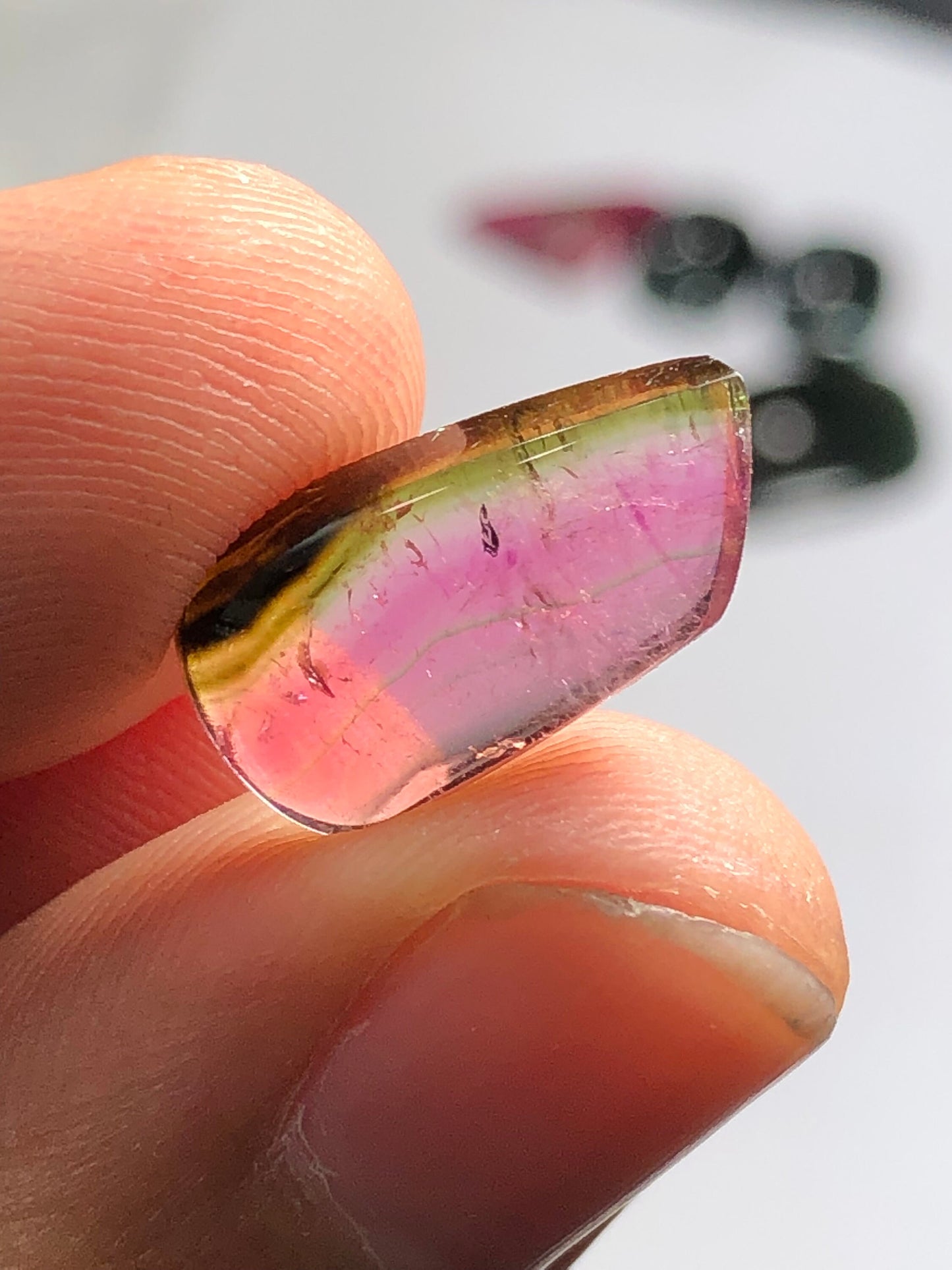 Bi colour tourmaline cabochon 4.3 carat