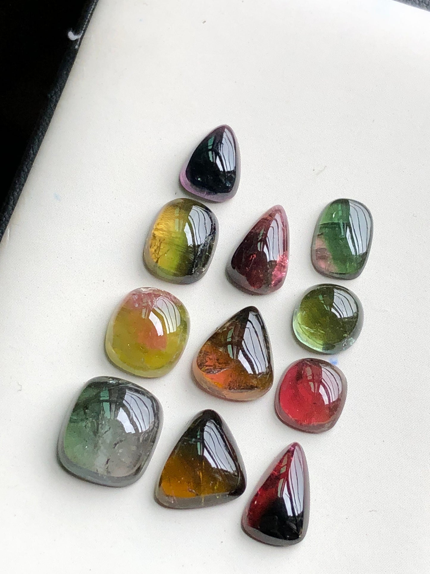 Bi colour tourmaline cabochons lot 30 carats