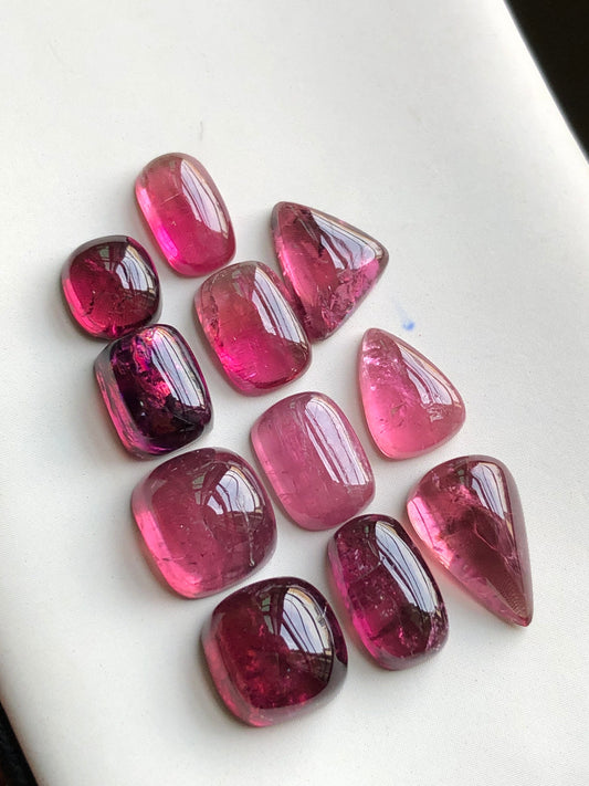 Hot pink tourmaline cabochons lot