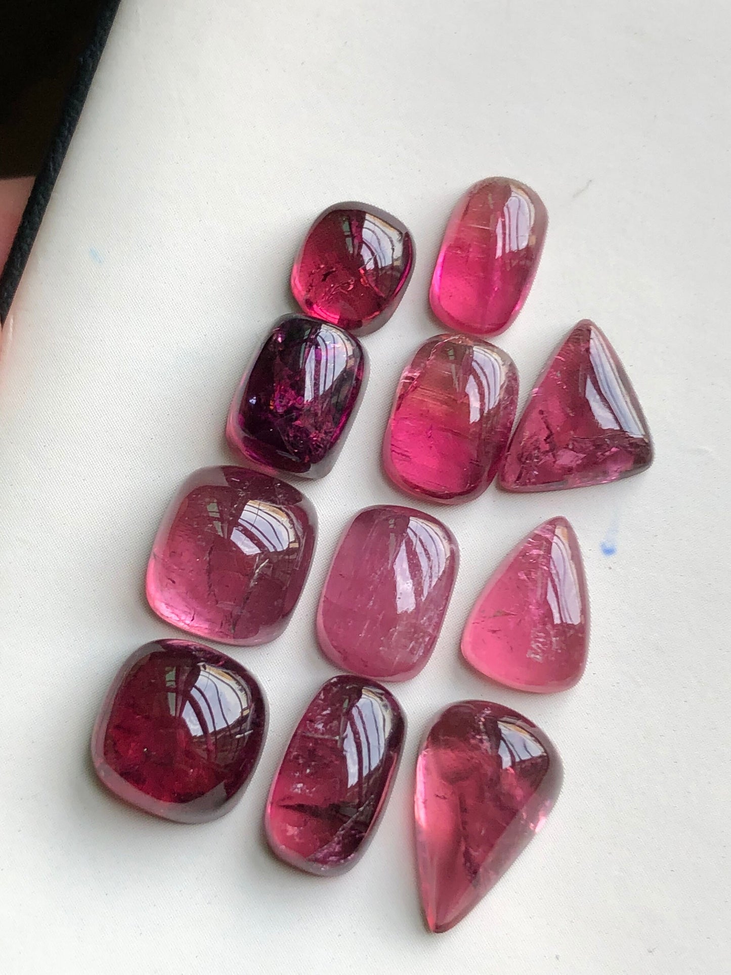 Hot pink tourmaline cabochons lot