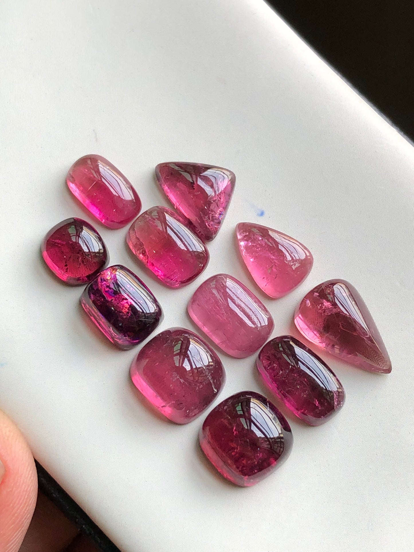 Hot pink tourmaline cabochons lot