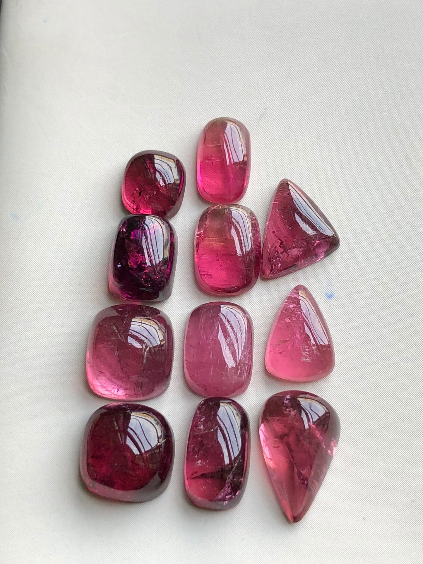 Hot pink tourmaline cabochons lot