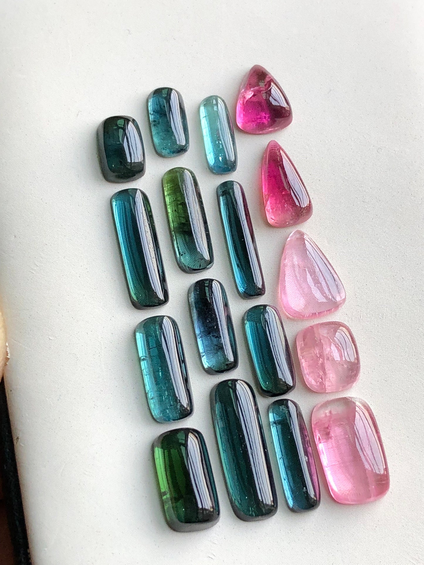 Blue and pink tourmaline cabochons lot 29 carats