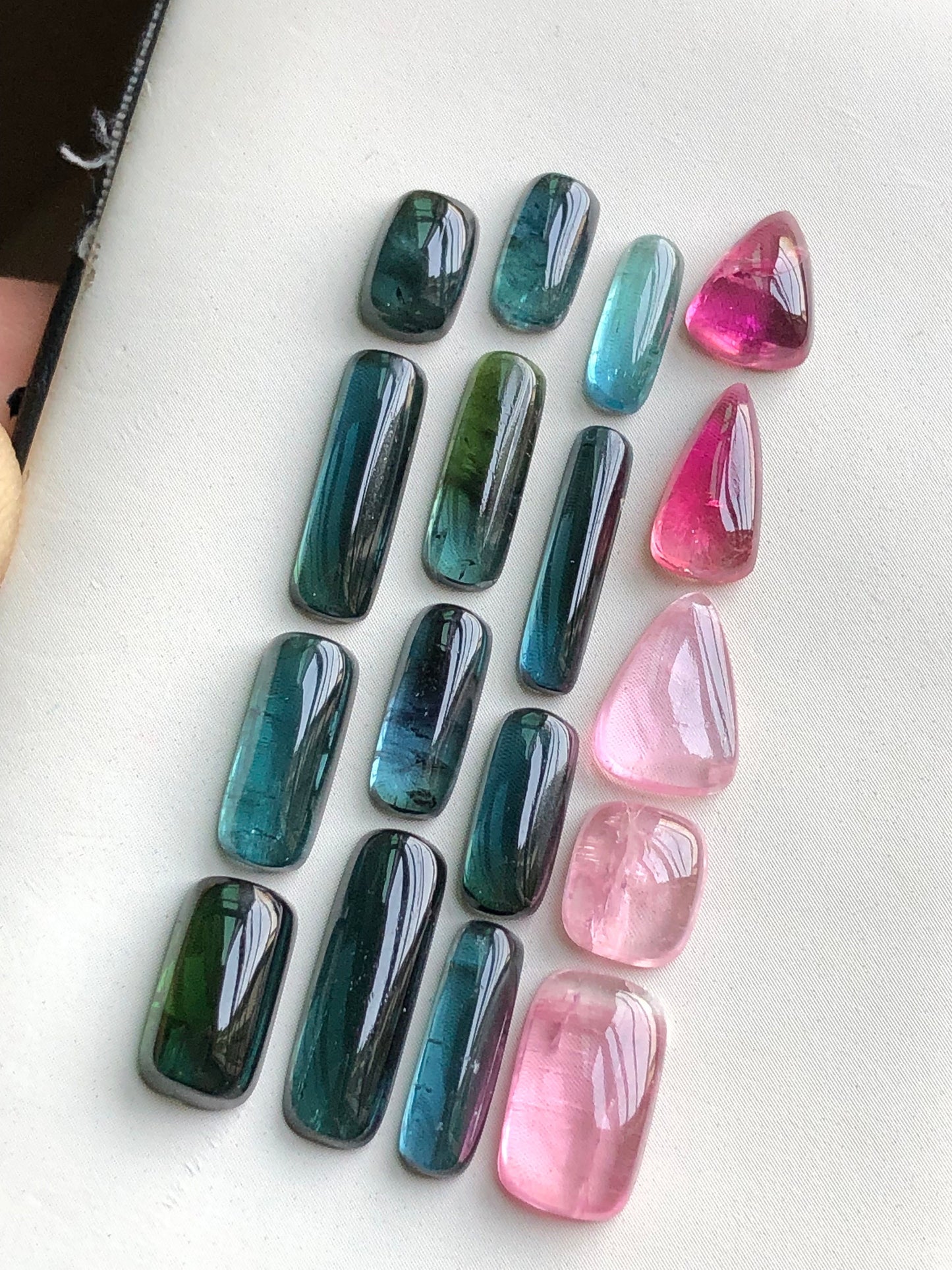 Blue and pink tourmaline cabochons lot 29 carats