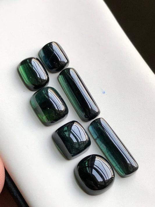 Dark green tourmaline cabochons lot 40.40 carats