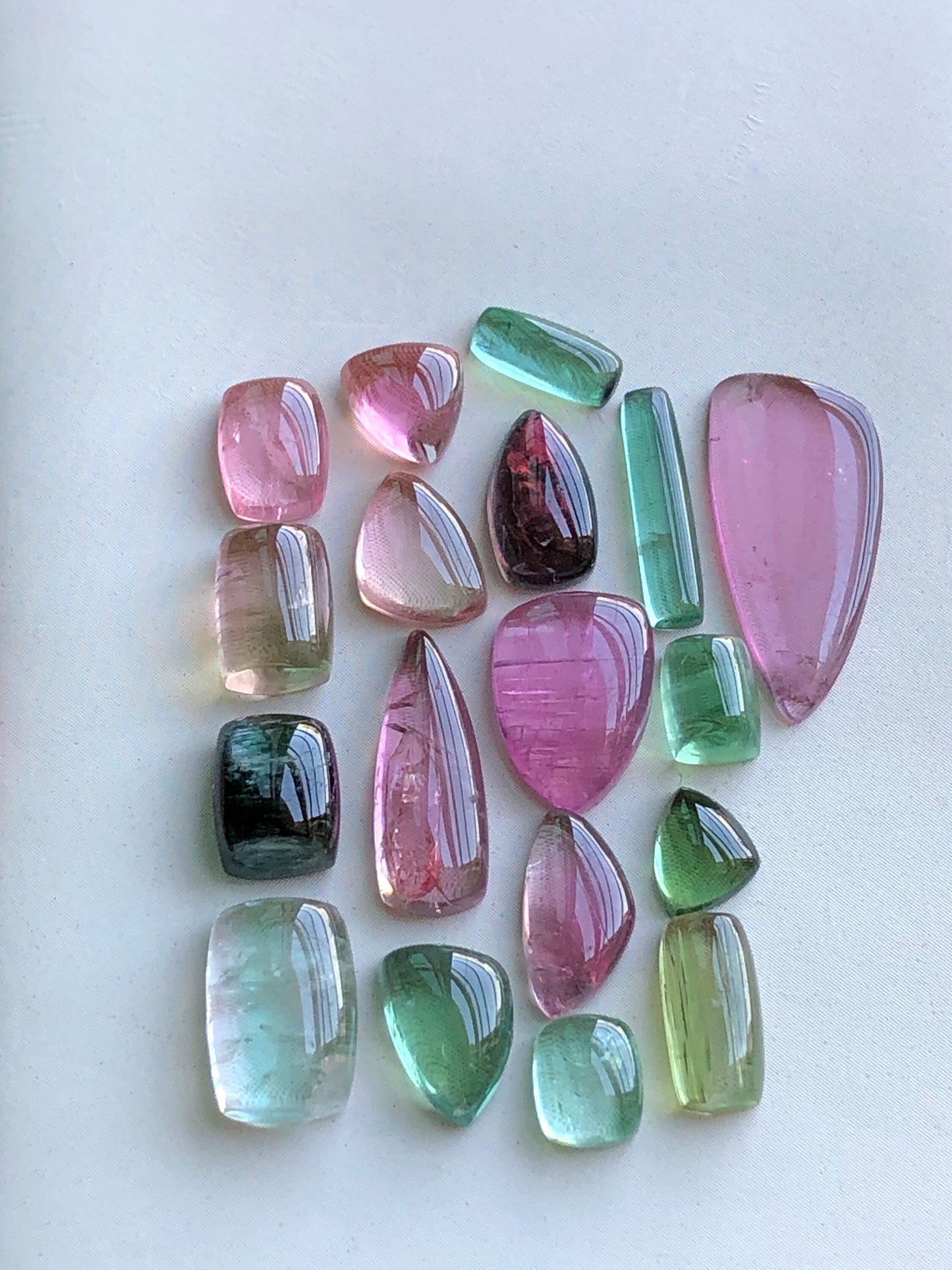 Multi colours tourmaline cabochons lot 30.85 carats