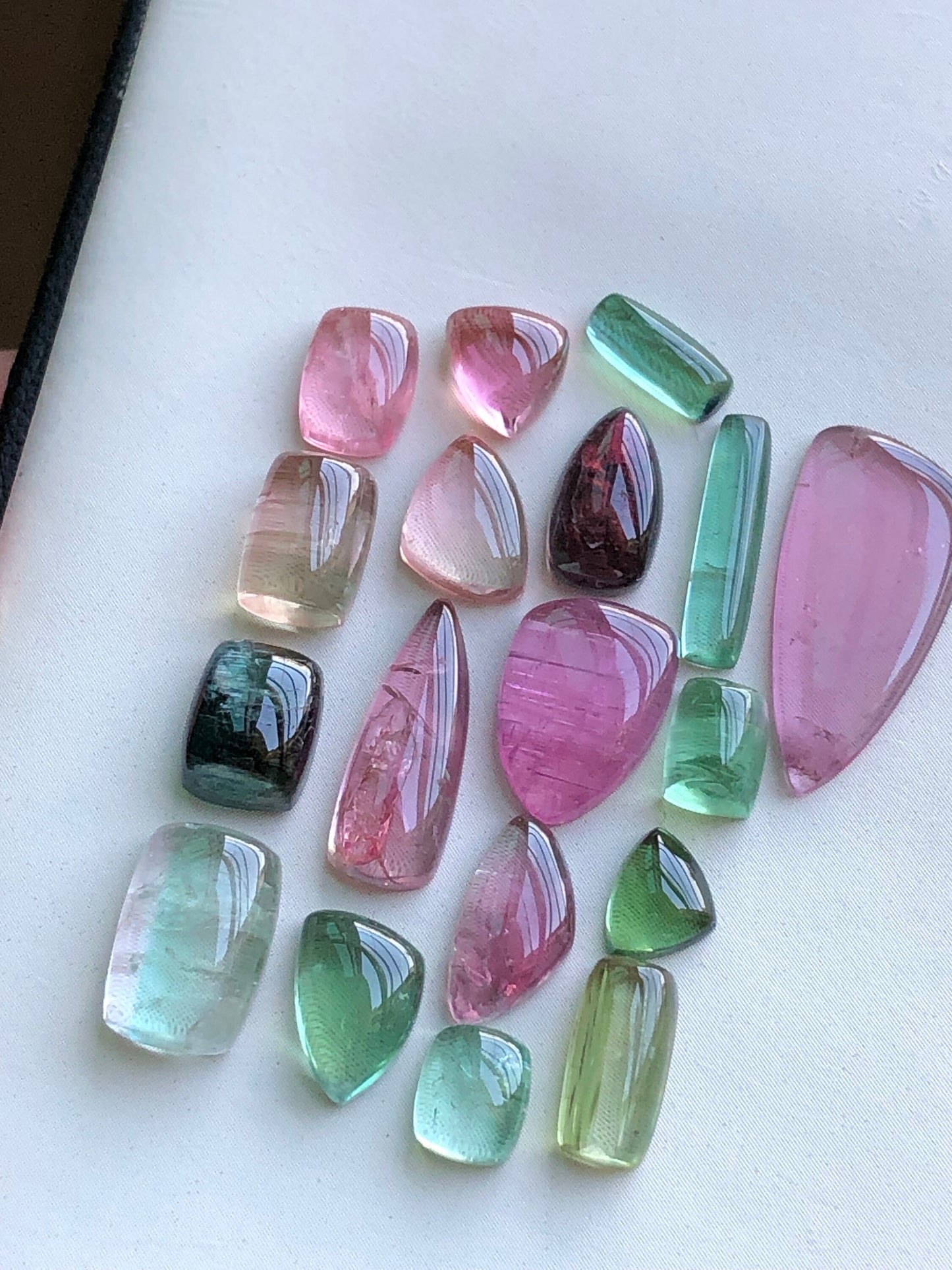 Multi colours tourmaline cabochons lot 30.85 carats