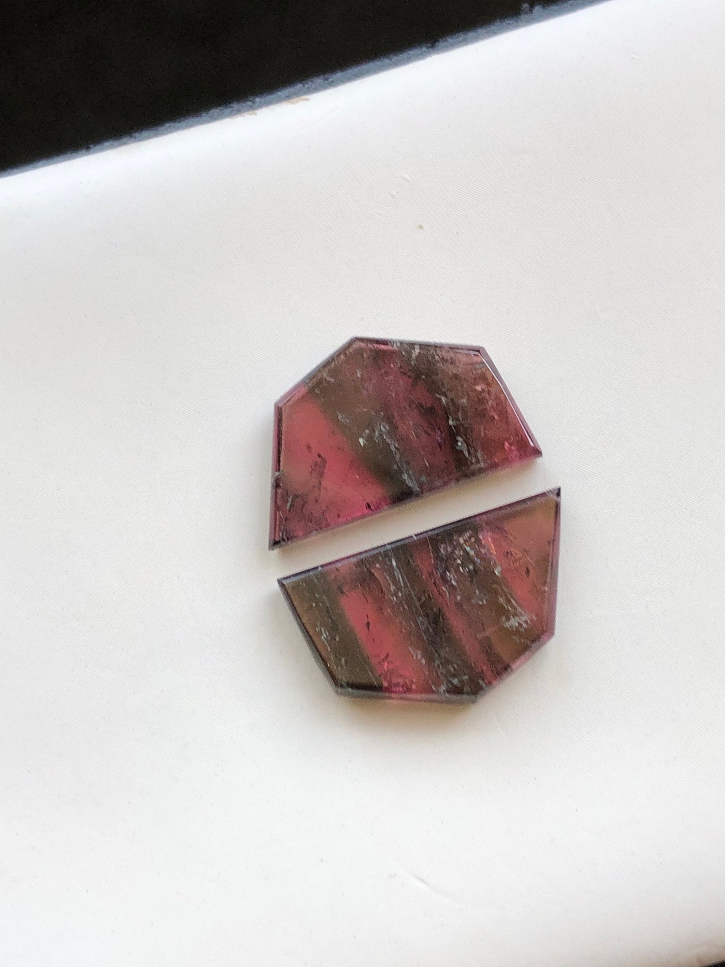 Tri colour tourmaline pair 12.70 carat