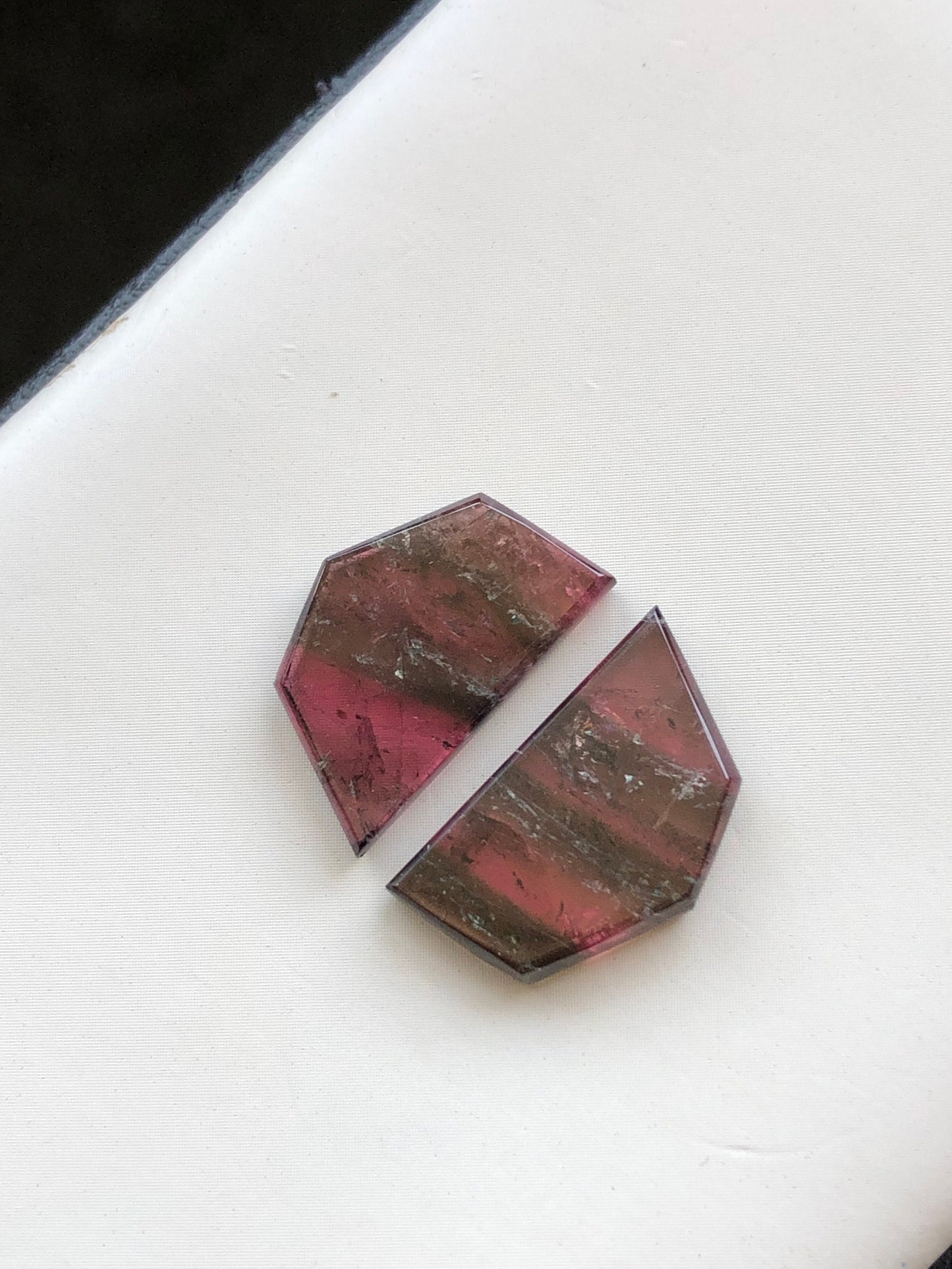 Tri colour tourmaline pair 12.70 carat