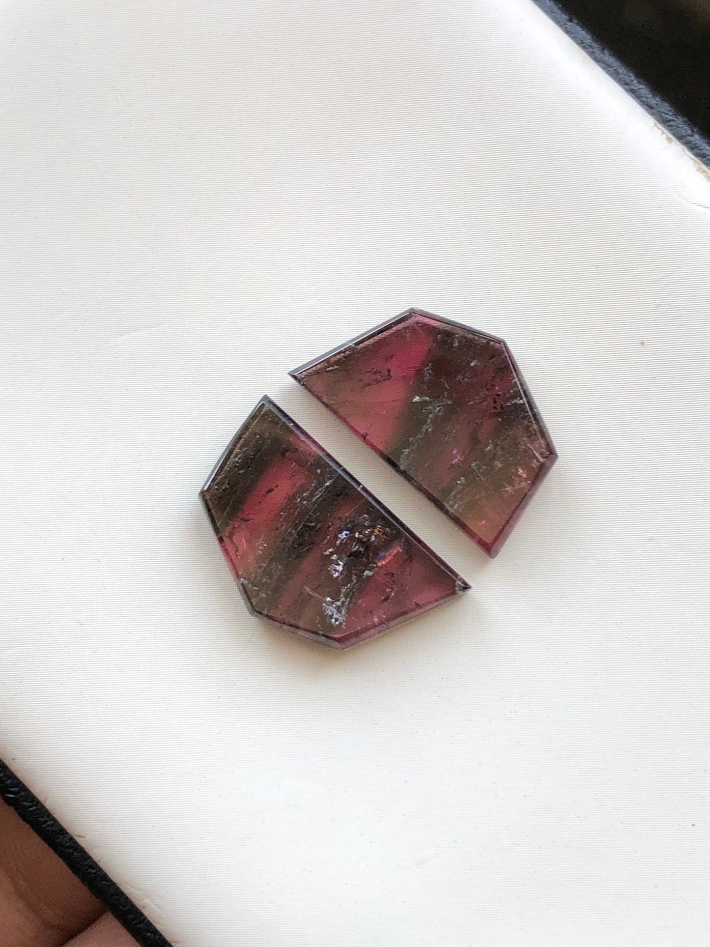 Tri colour tourmaline pair 12.70 carat