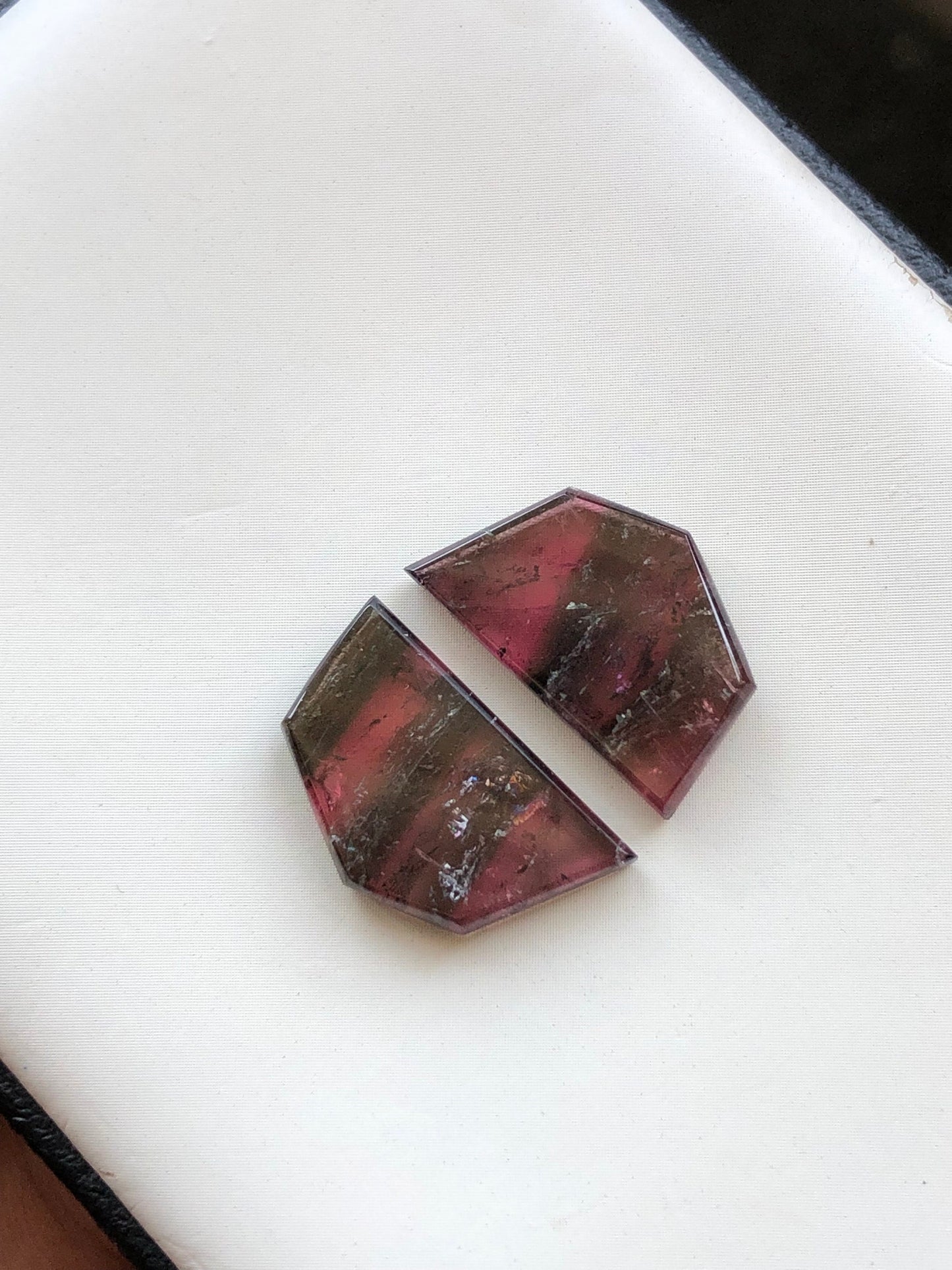 Tri colour tourmaline pair 12.70 carat