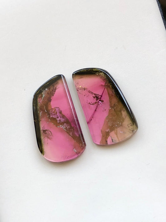 Bi colour tourmaline pair 20 carat