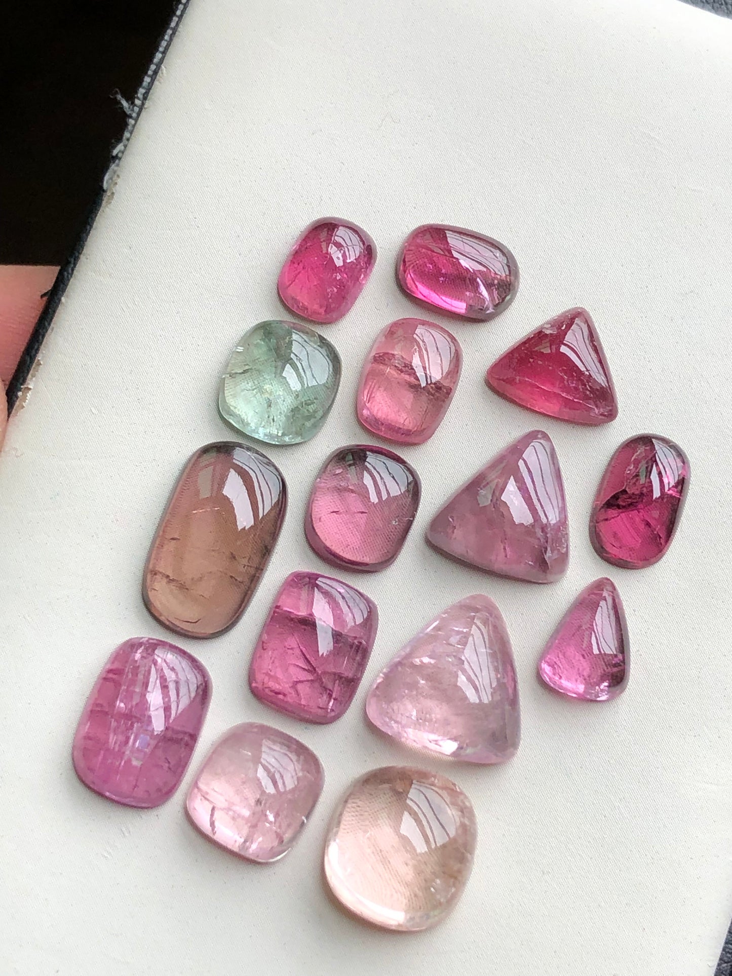 Pink tourmaline cabochons lot 42 carats