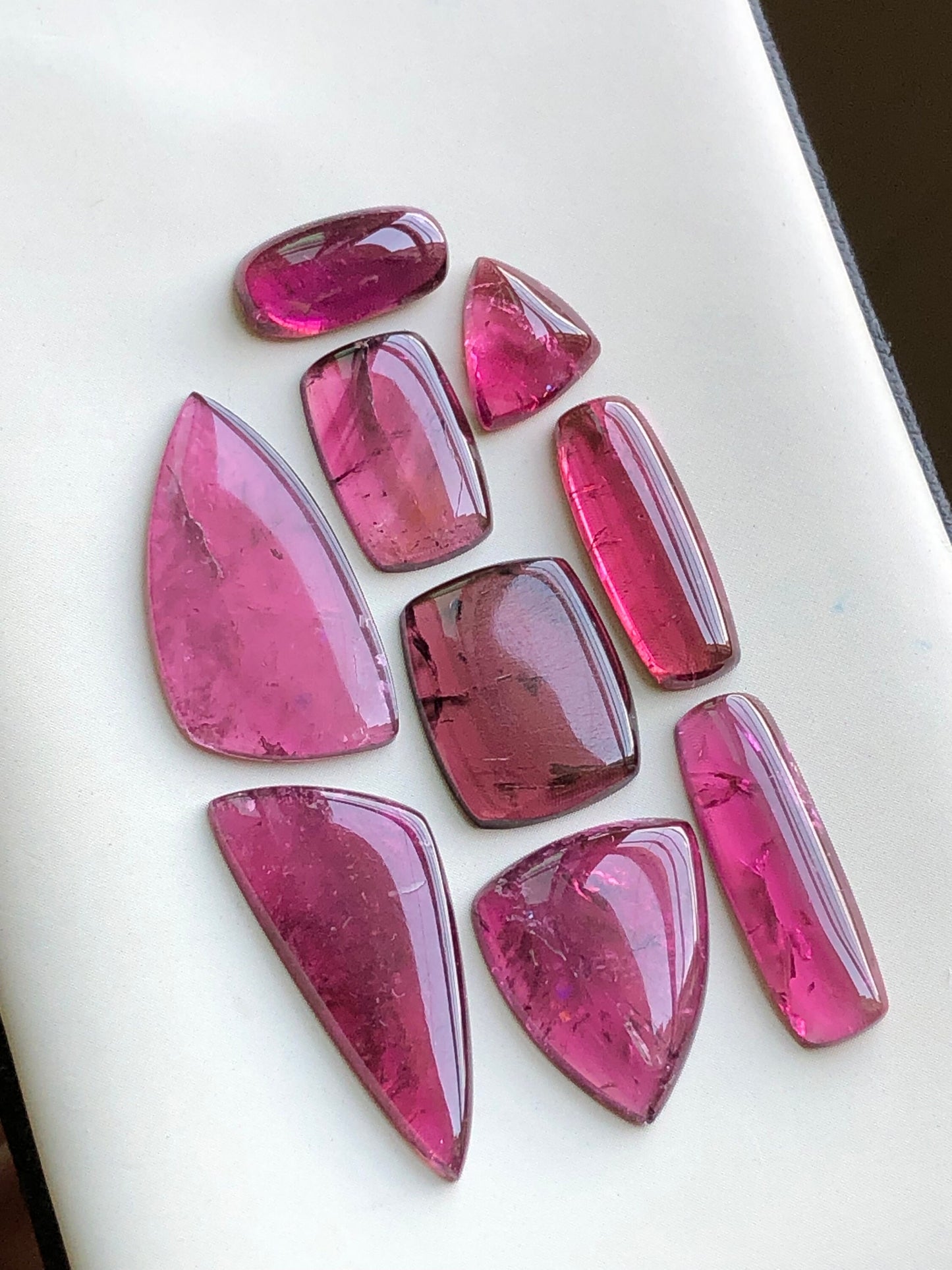 Hot pink tourmaline cabochons lot 35 carats