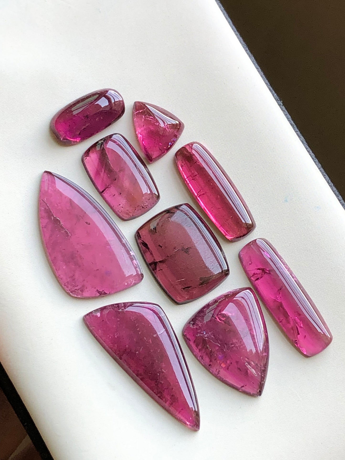 Hot pink tourmaline cabochons lot 35 carats