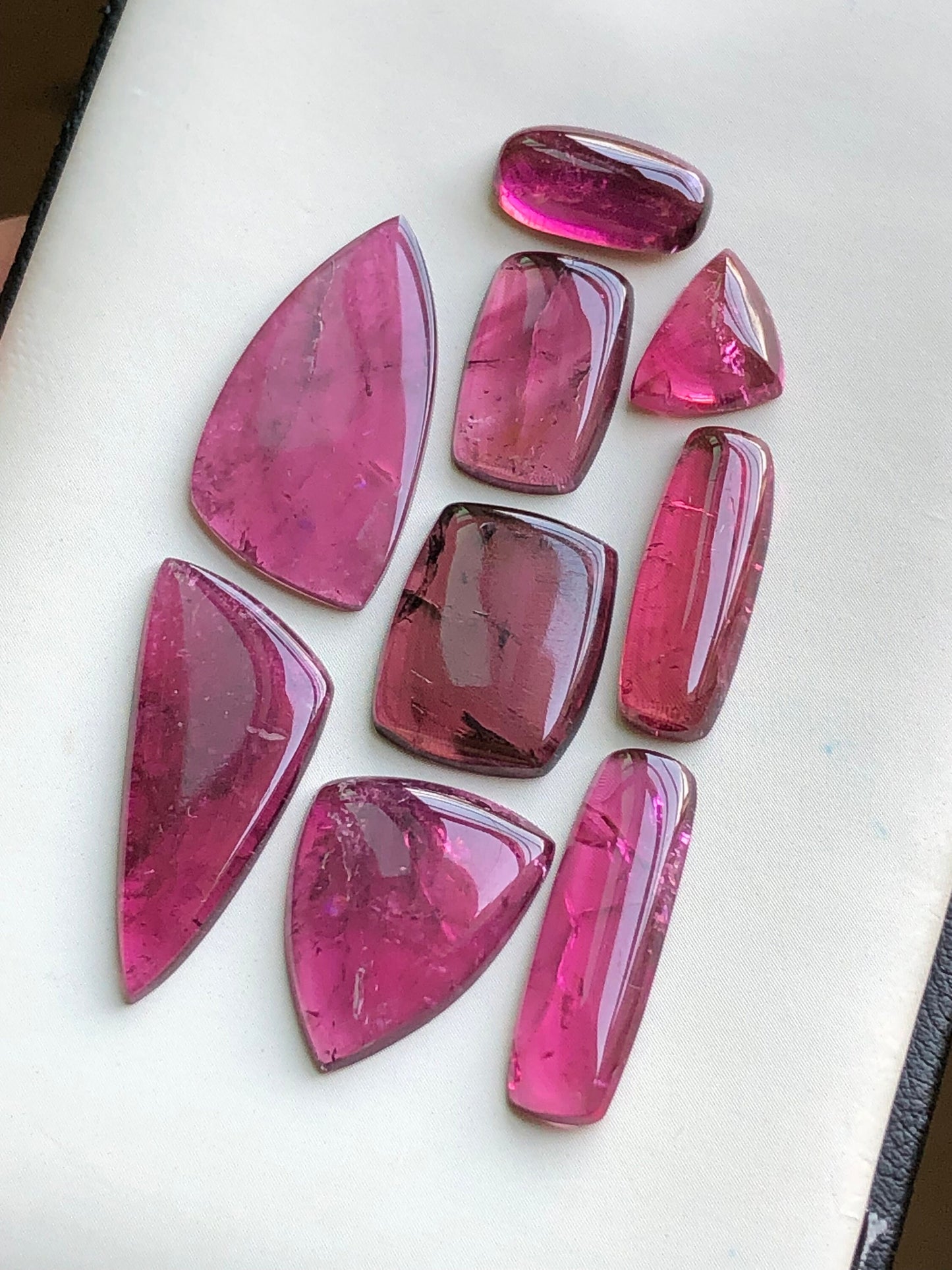 Hot pink tourmaline cabochons lot 35 carats