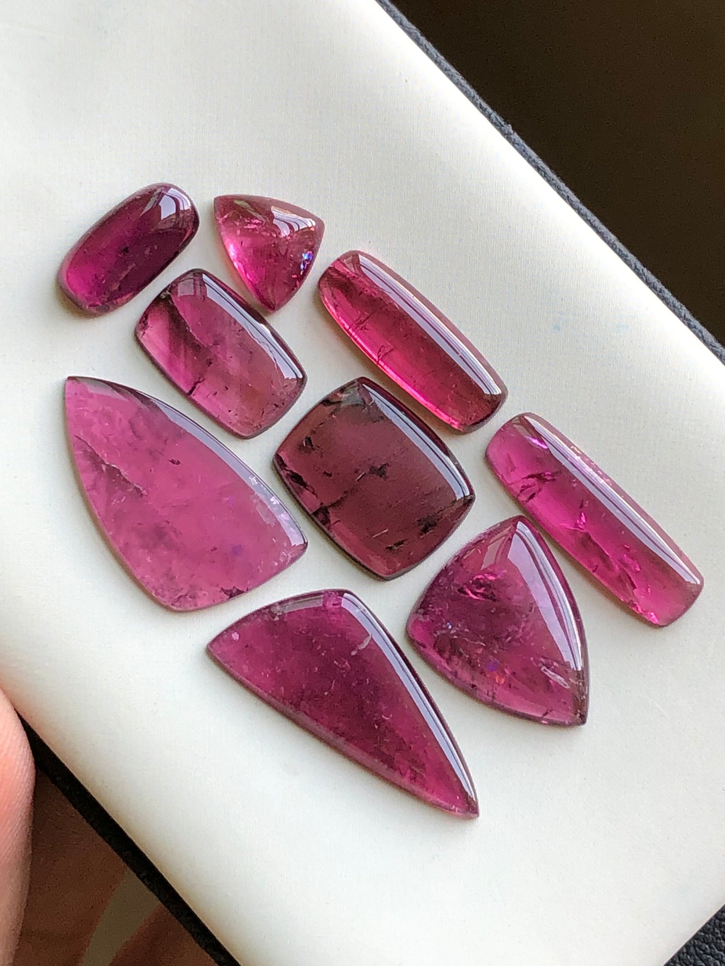 Hot pink tourmaline cabochons lot 35 carats