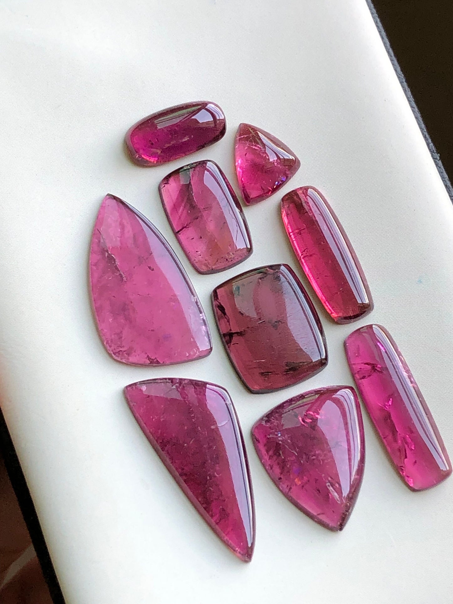 Hot pink tourmaline cabochons lot 35 carats