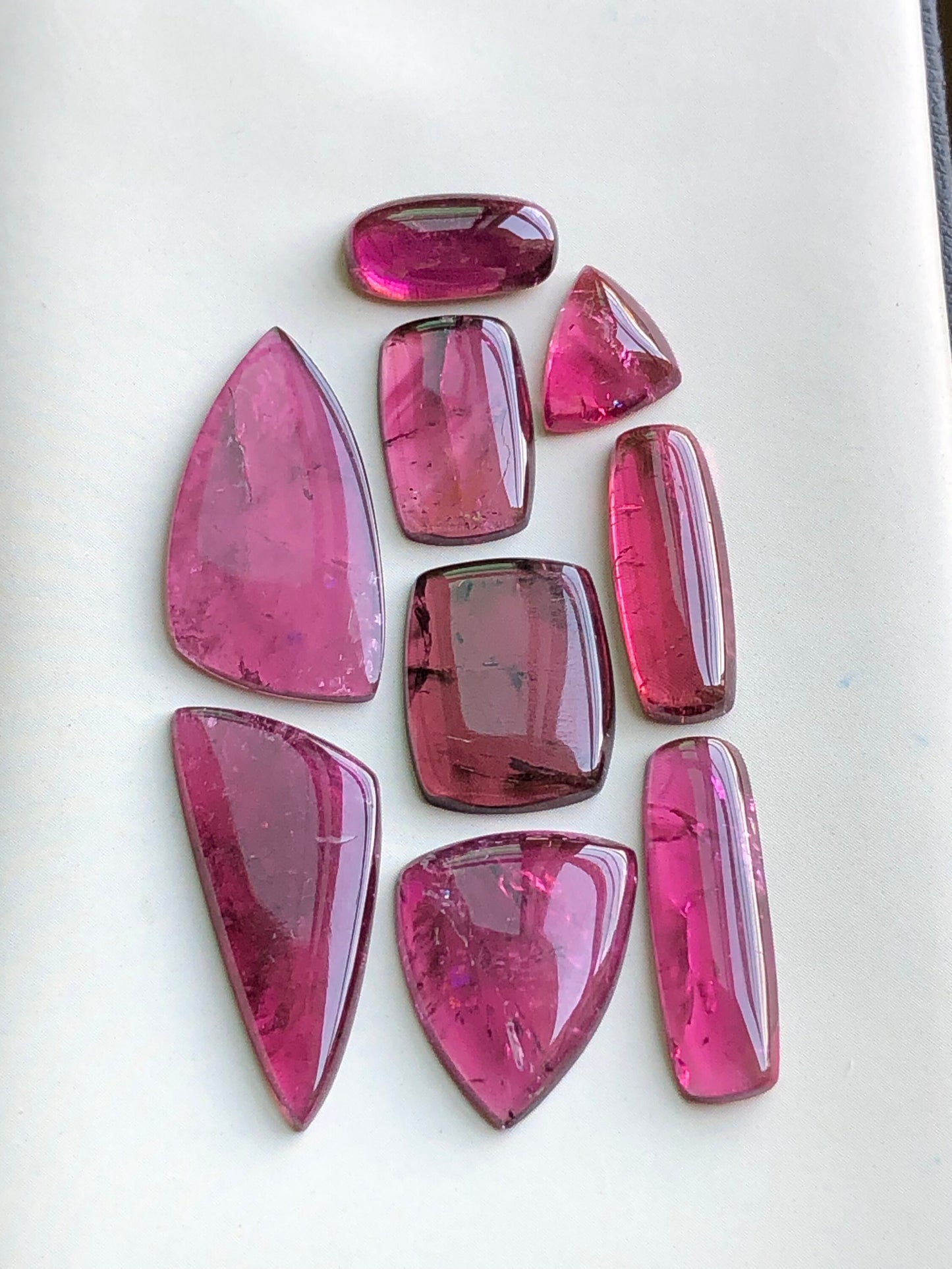 Hot pink tourmaline cabochons lot 35 carats