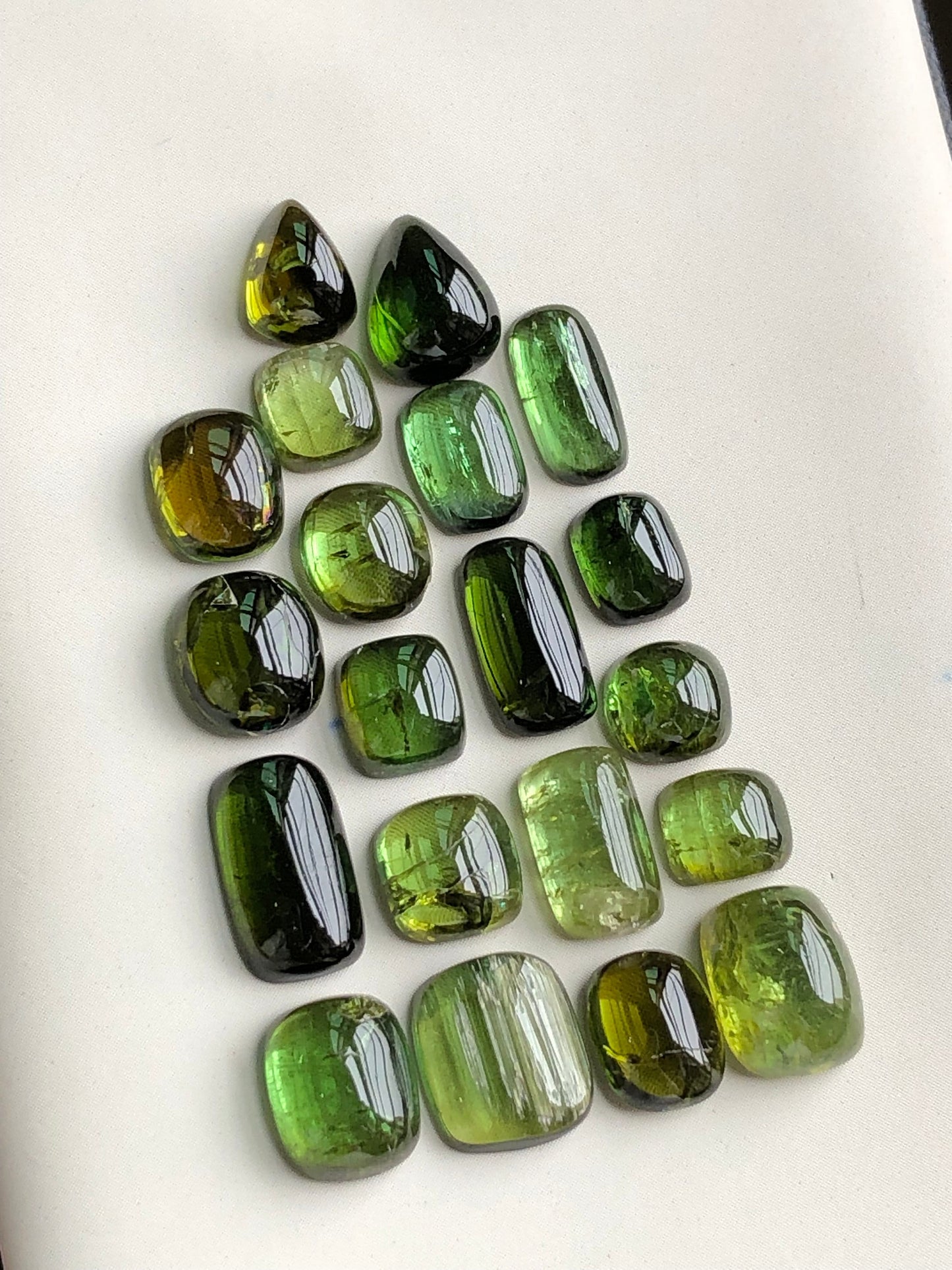 Gorgeous olive green tourmaline cabochons 35.60 carats