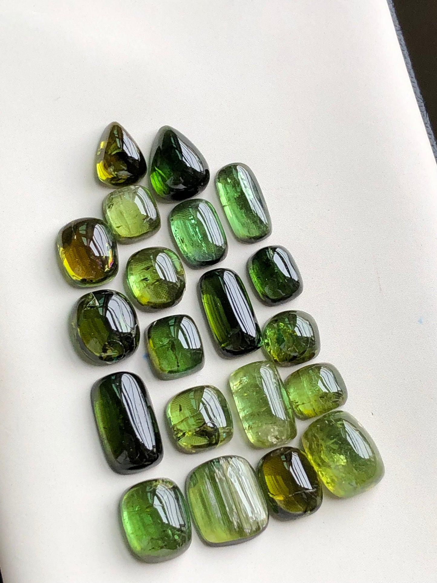 Gorgeous olive green tourmaline cabochons 35.60 carats