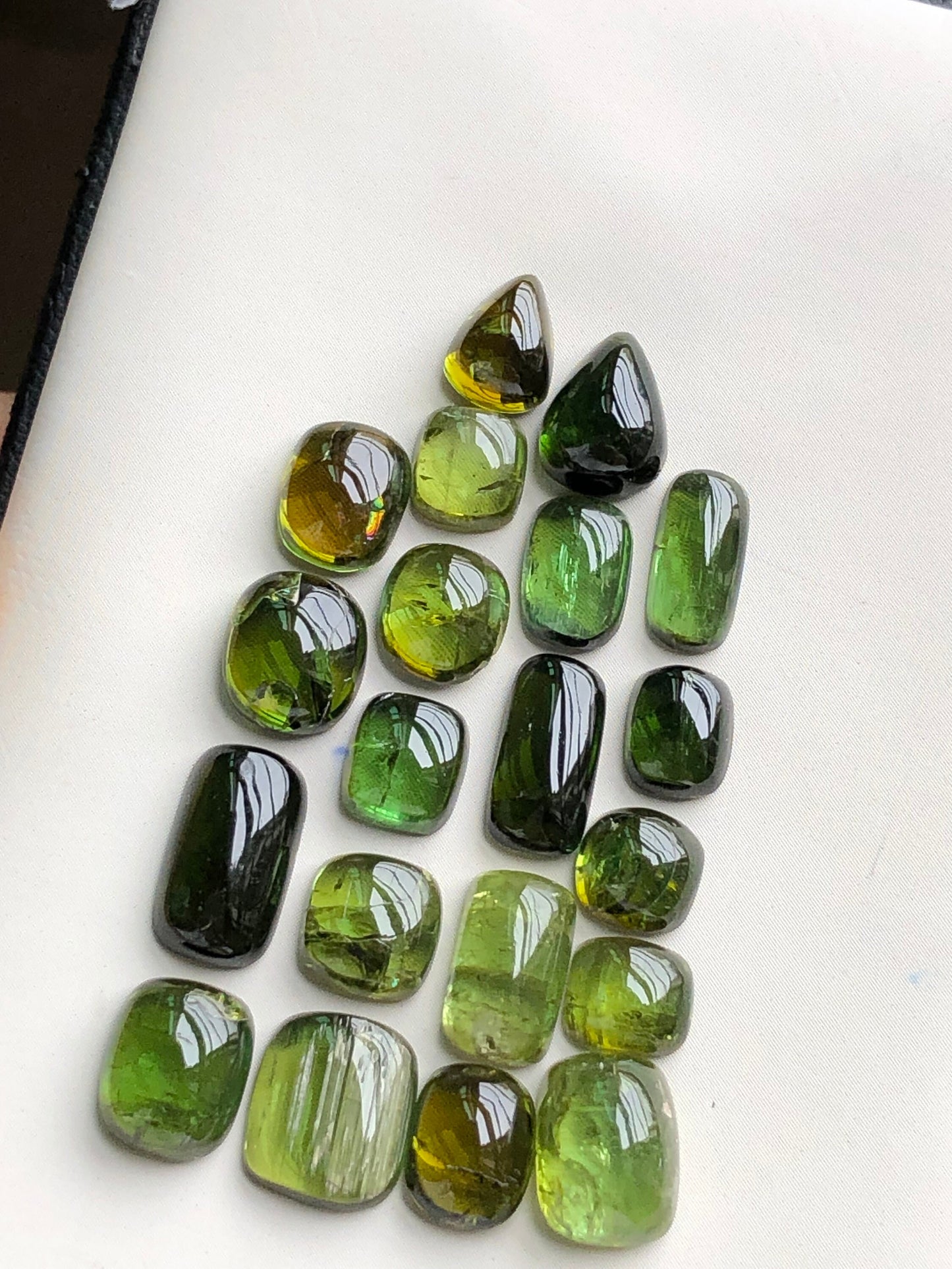 Gorgeous olive green tourmaline cabochons 35.60 carats