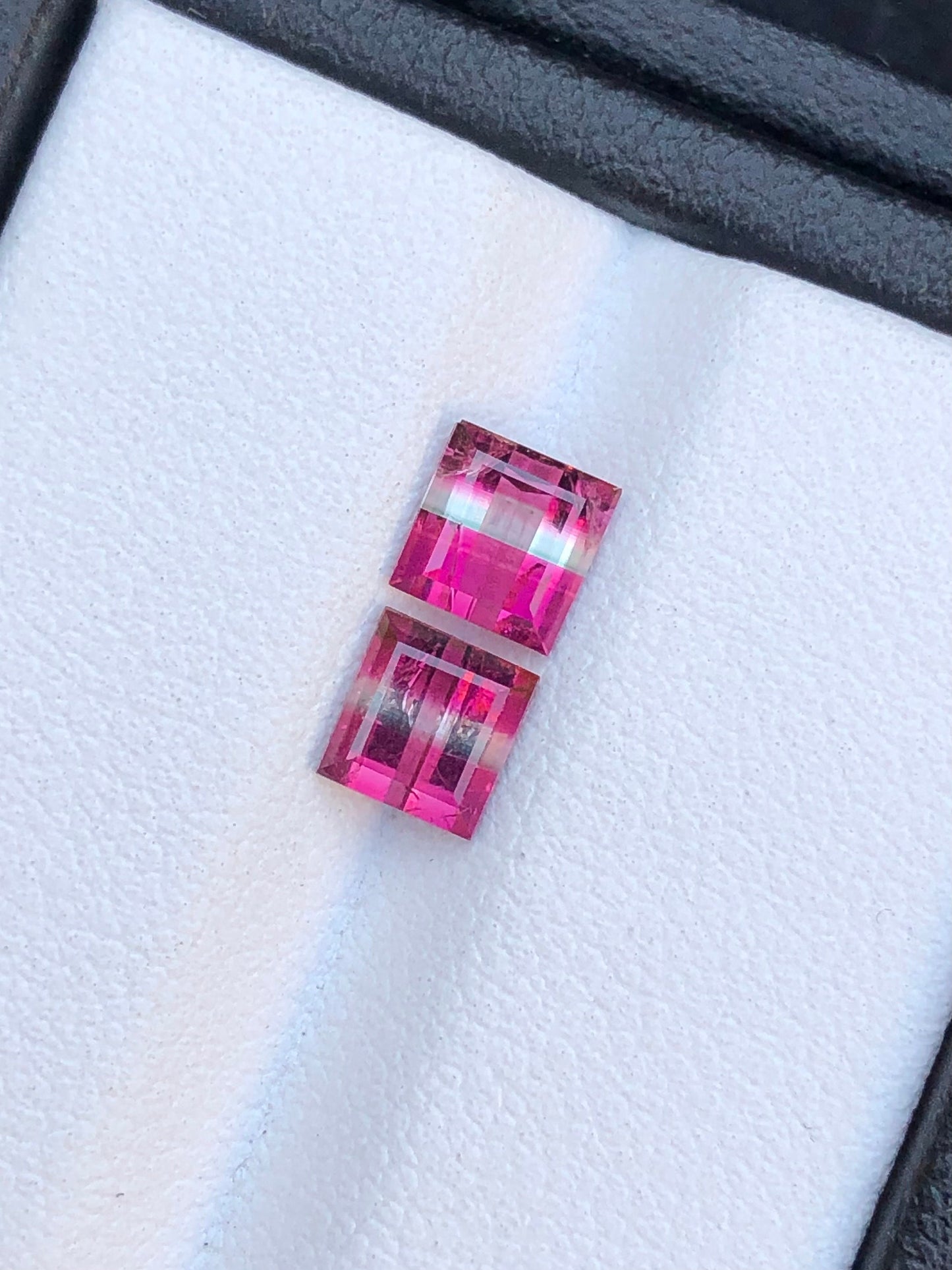 Unique natural bi colour tourmaline pair 1.55 carat