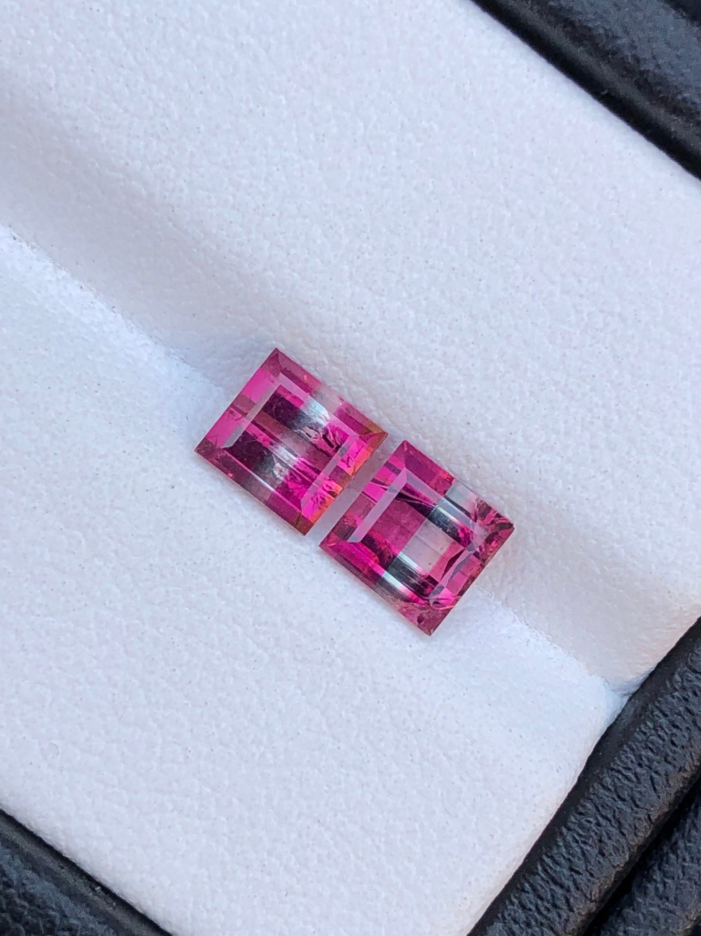 Unique natural bi colour tourmaline pair 1.55 carat