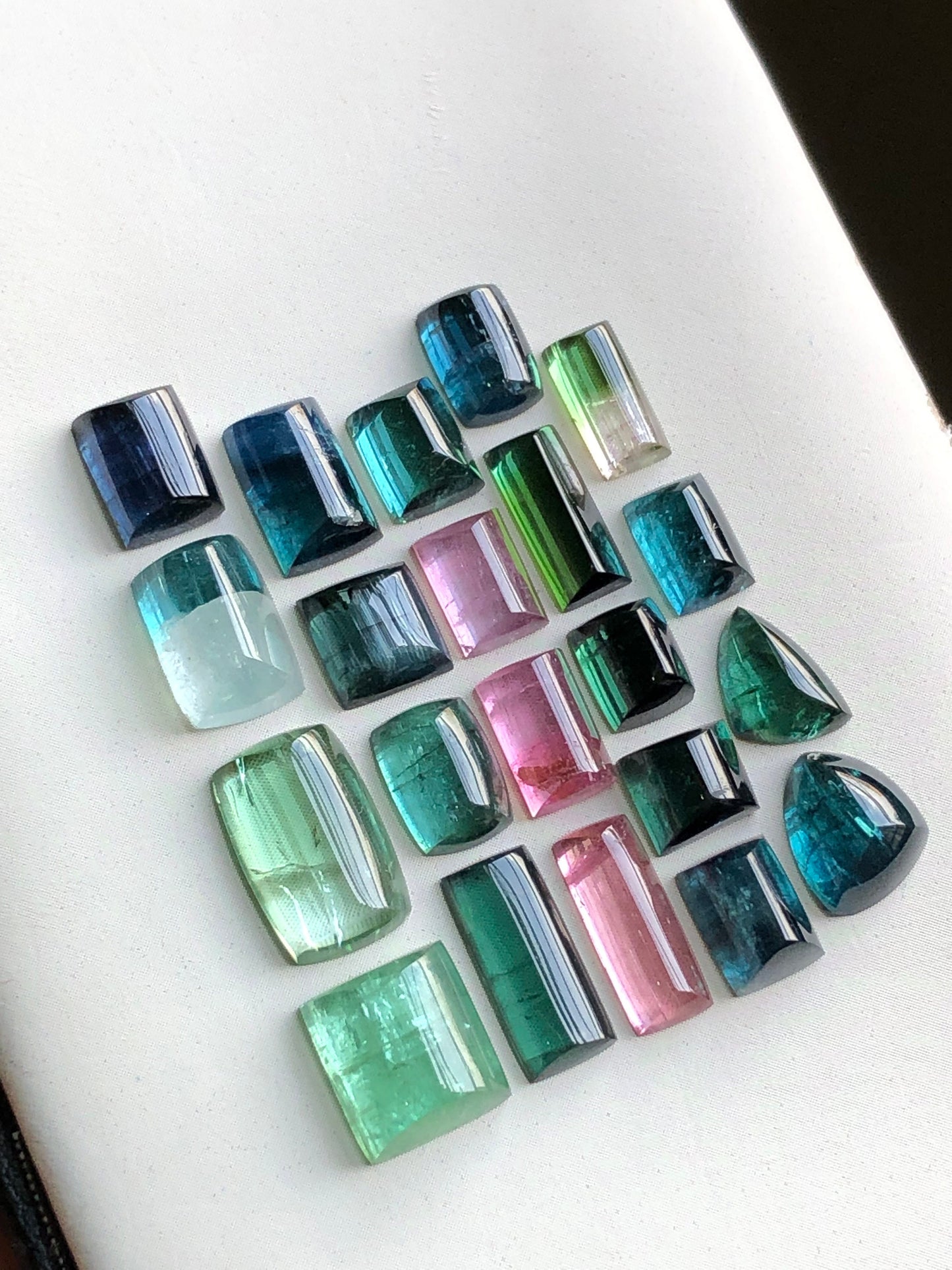 Multi colour tourmaline cabochons lot 34.60 carats