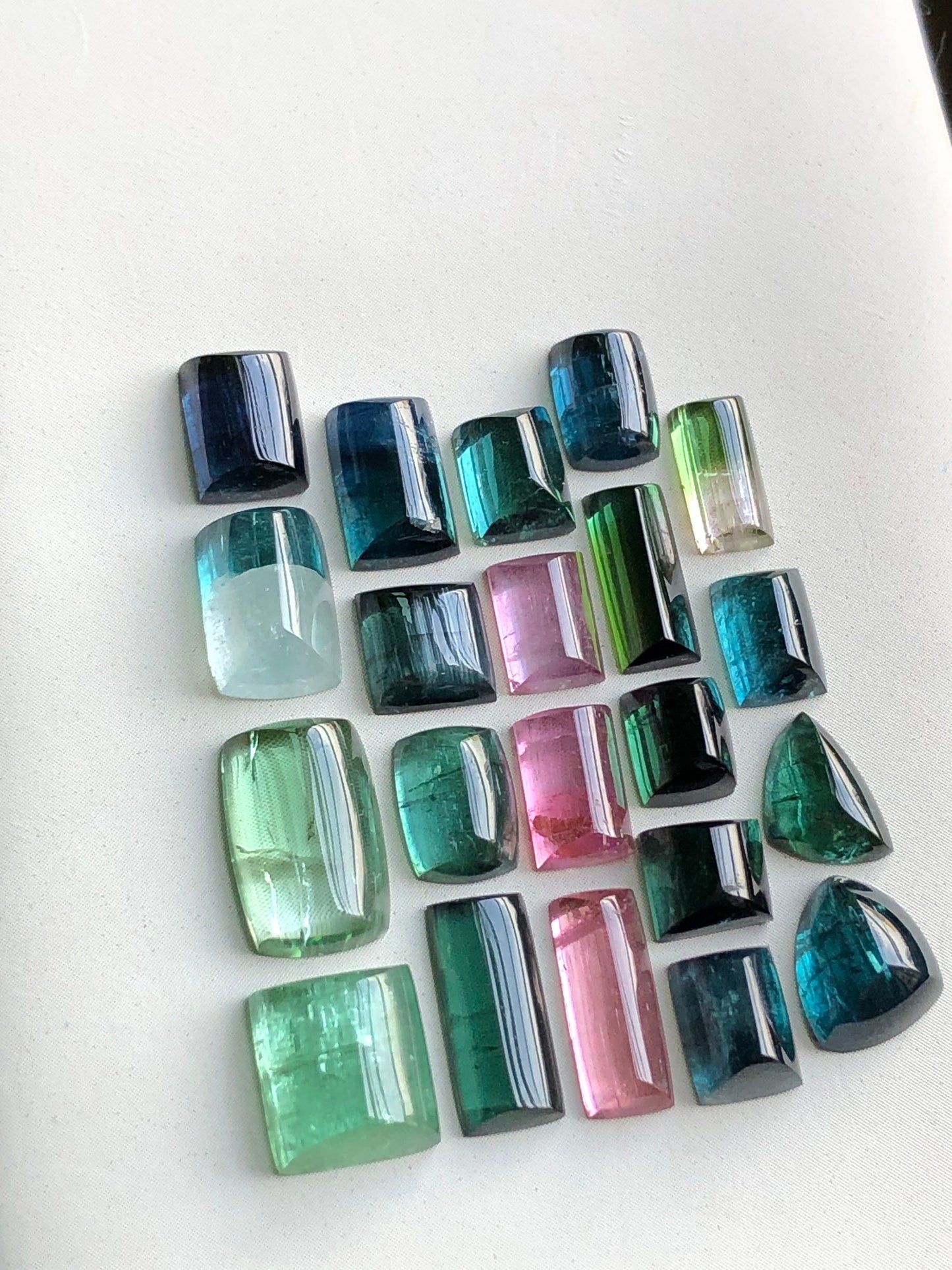 Multi colour tourmaline cabochons lot 34.60 carats