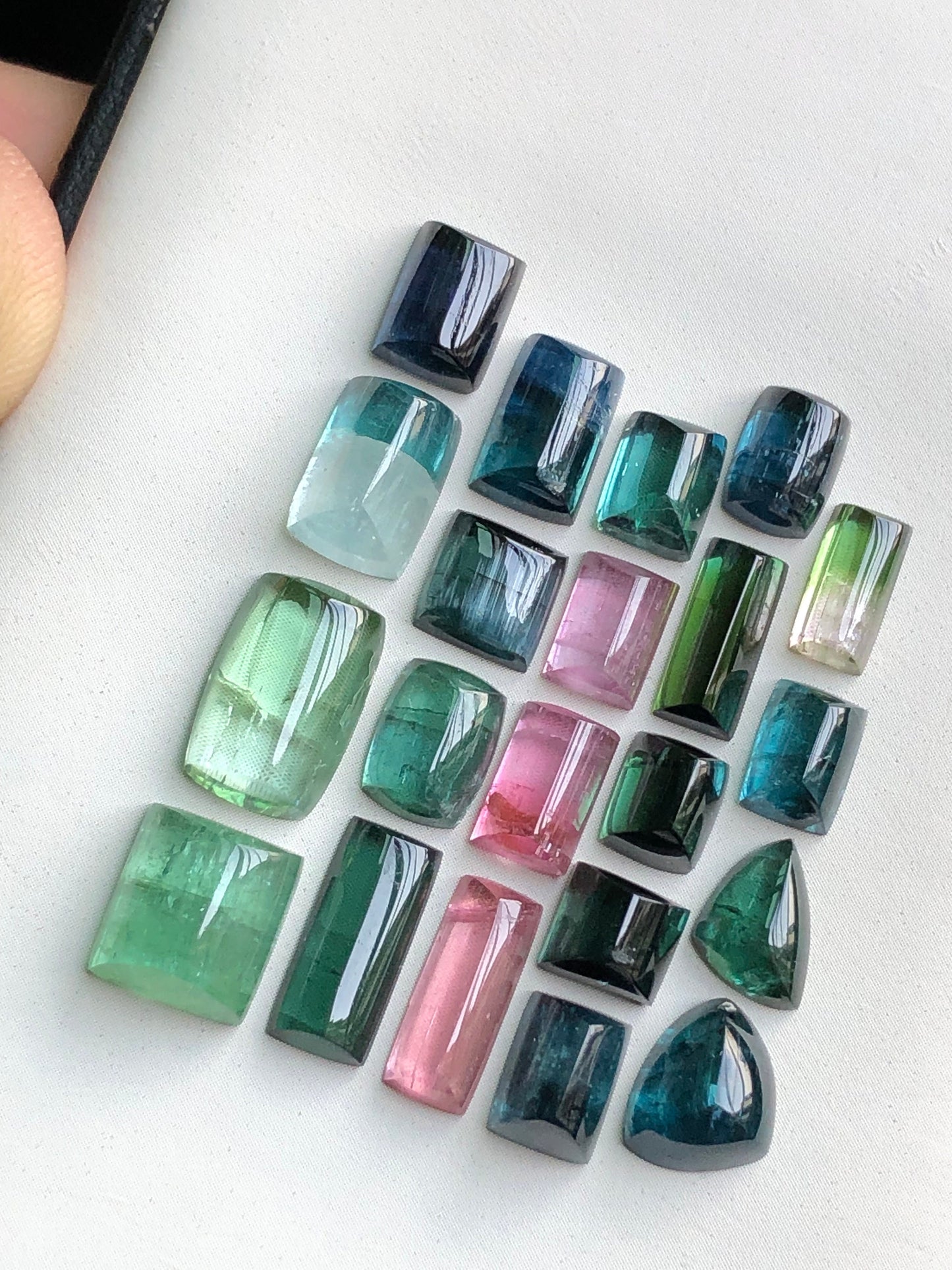 Multi colour tourmaline cabochons lot 34.60 carats