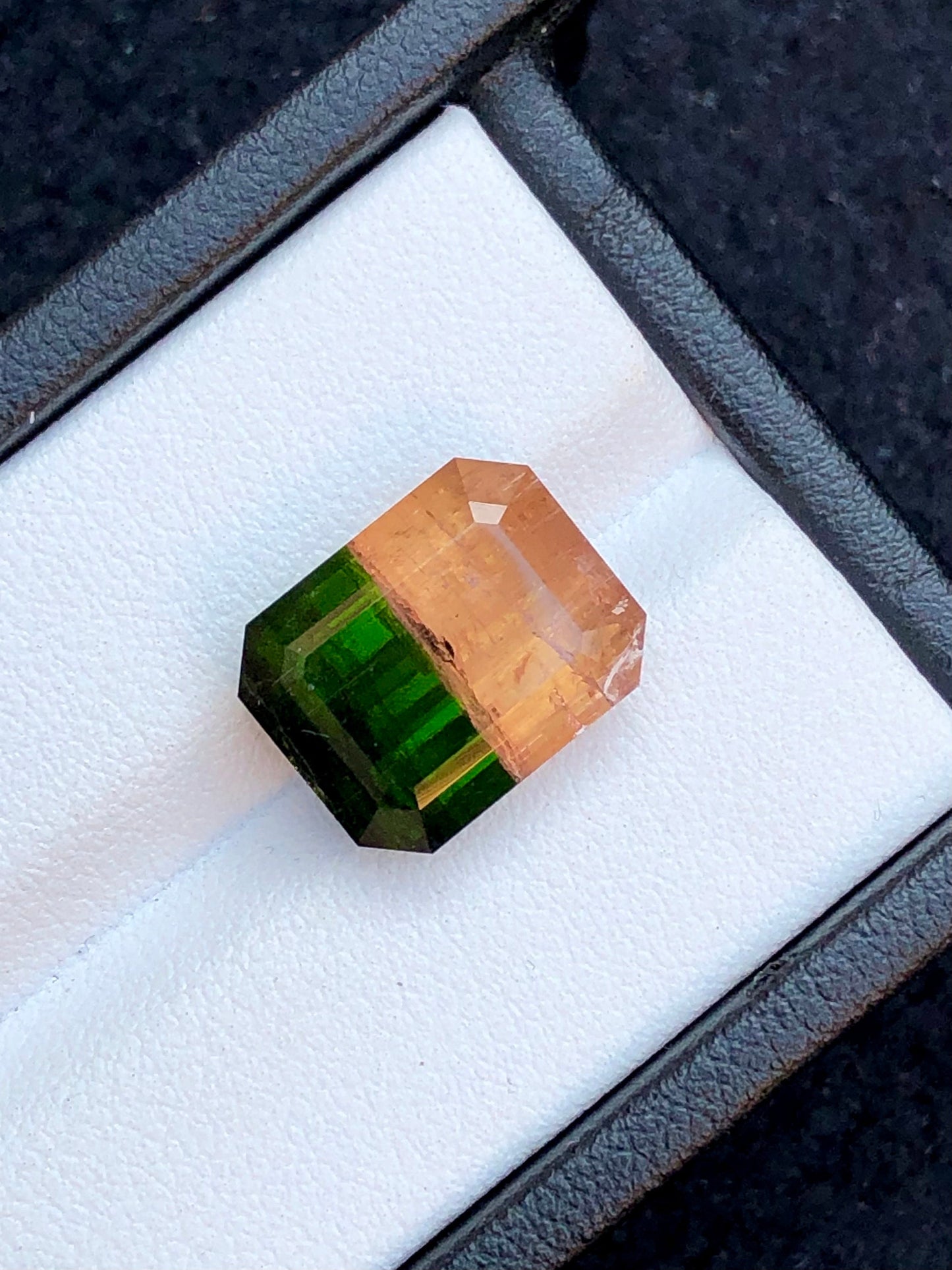 Unique bi colour tourmaline 9.80 carat