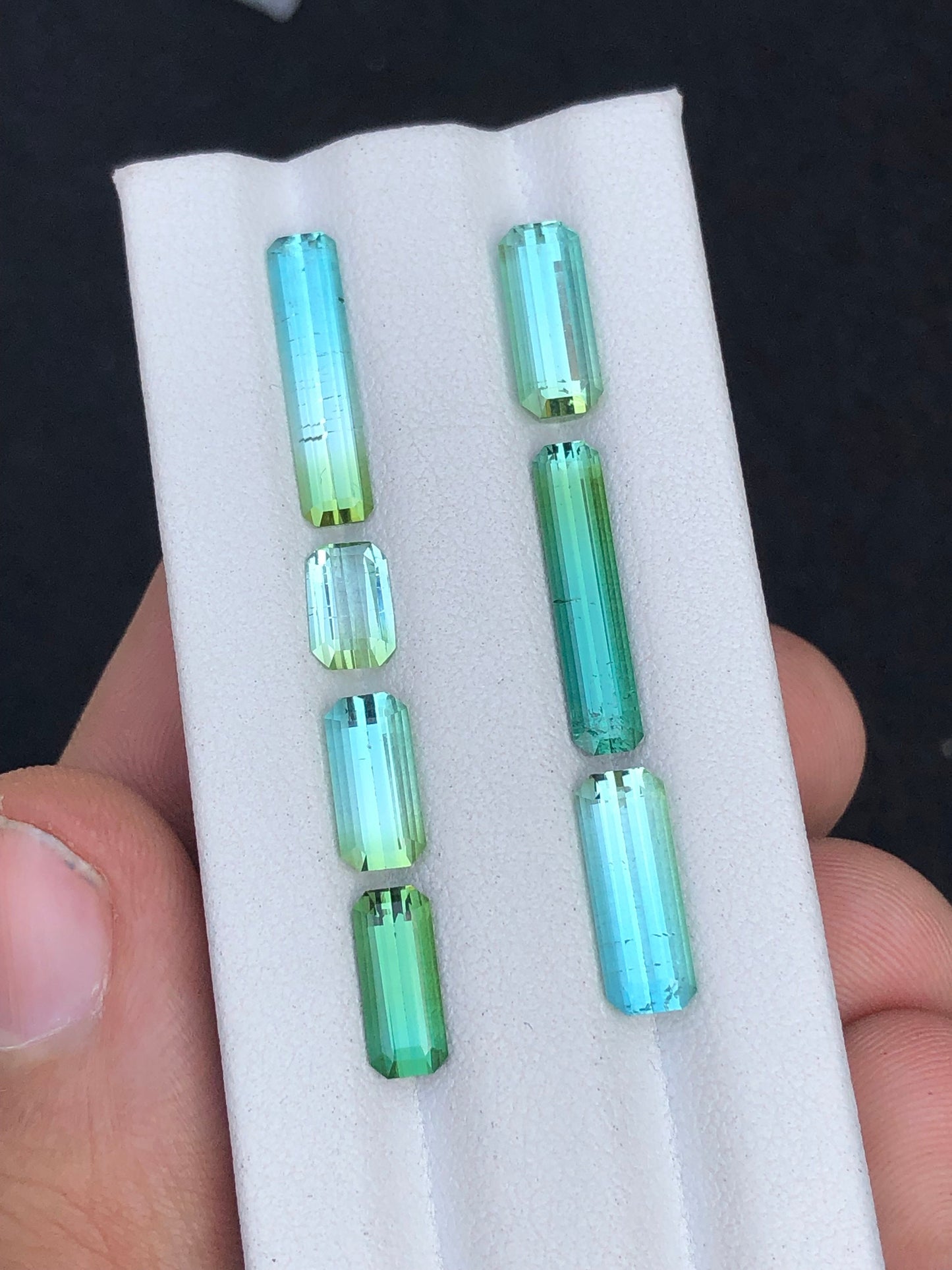 Rare blue green tourmaline lot 11.50 carats