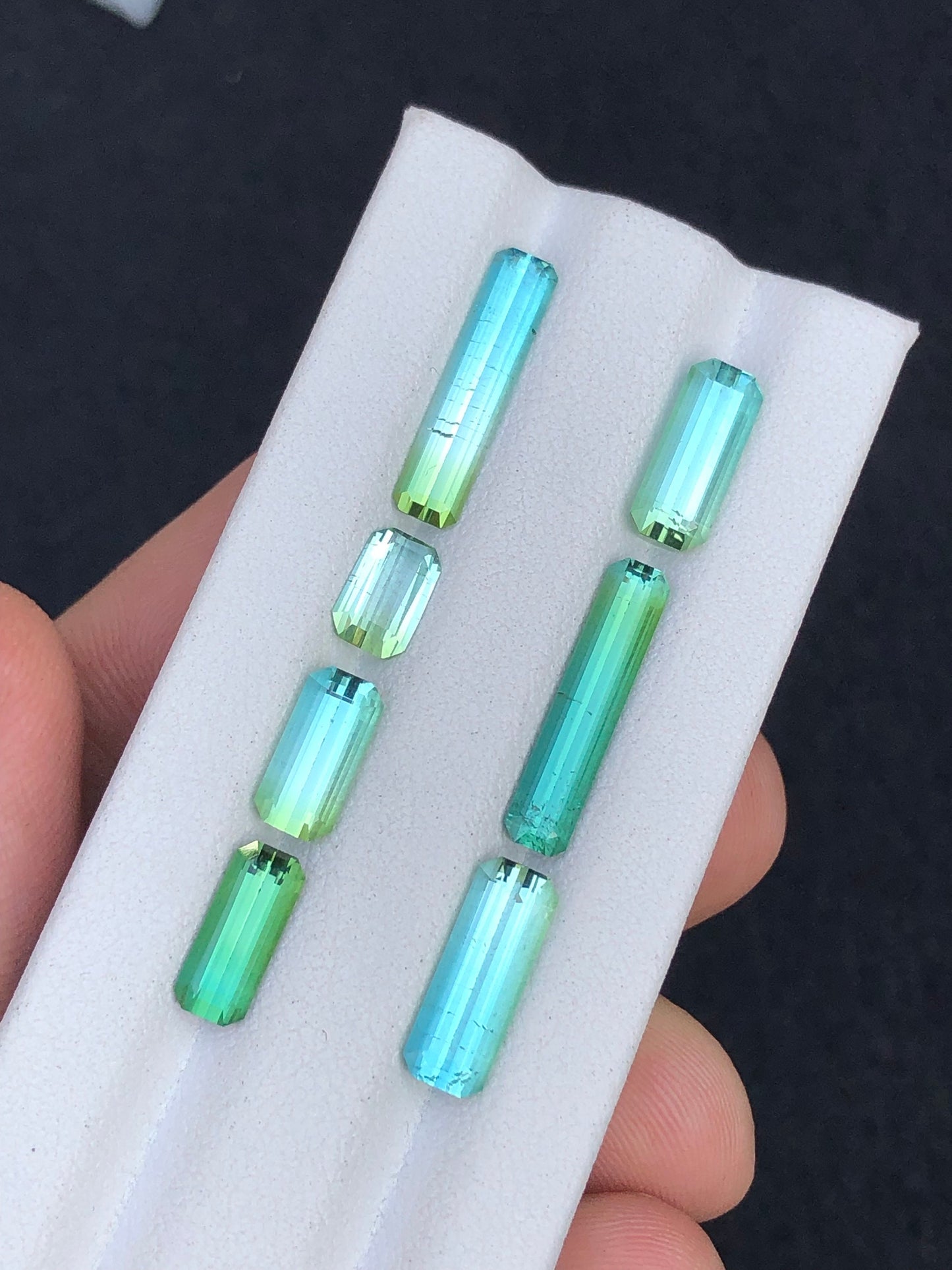 Rare blue green tourmaline lot 11.50 carats