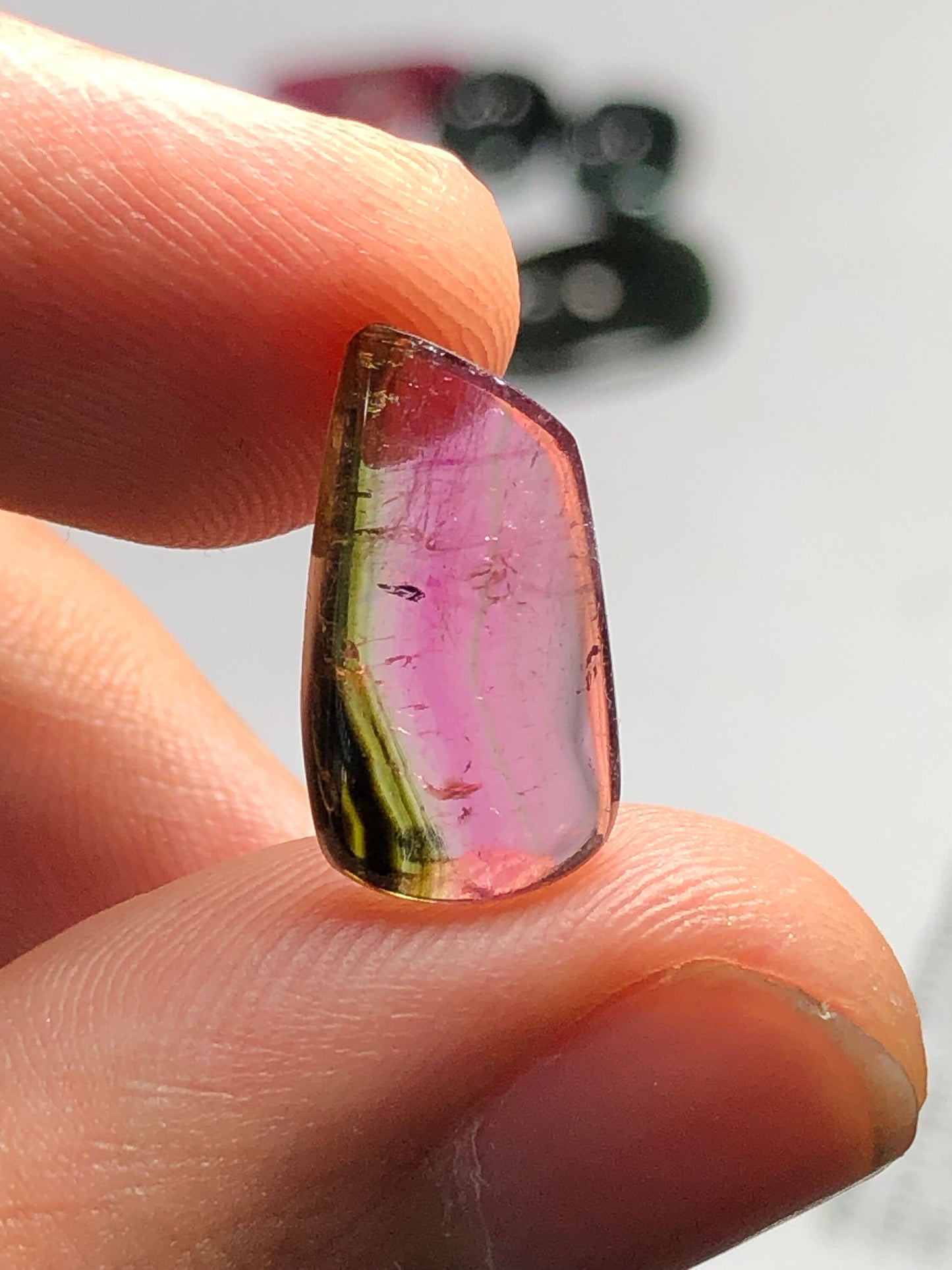 Bi colour tourmaline cabochon 4.3 carat